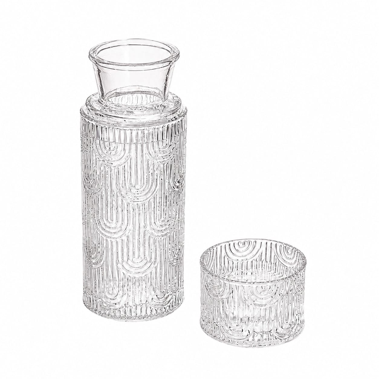 Aoibox  Bedside Water Carafe and Glass Set 21 6 oz Lead Free Glass Pitcher with 6 oz Drinking Cup Lid for Bedroom