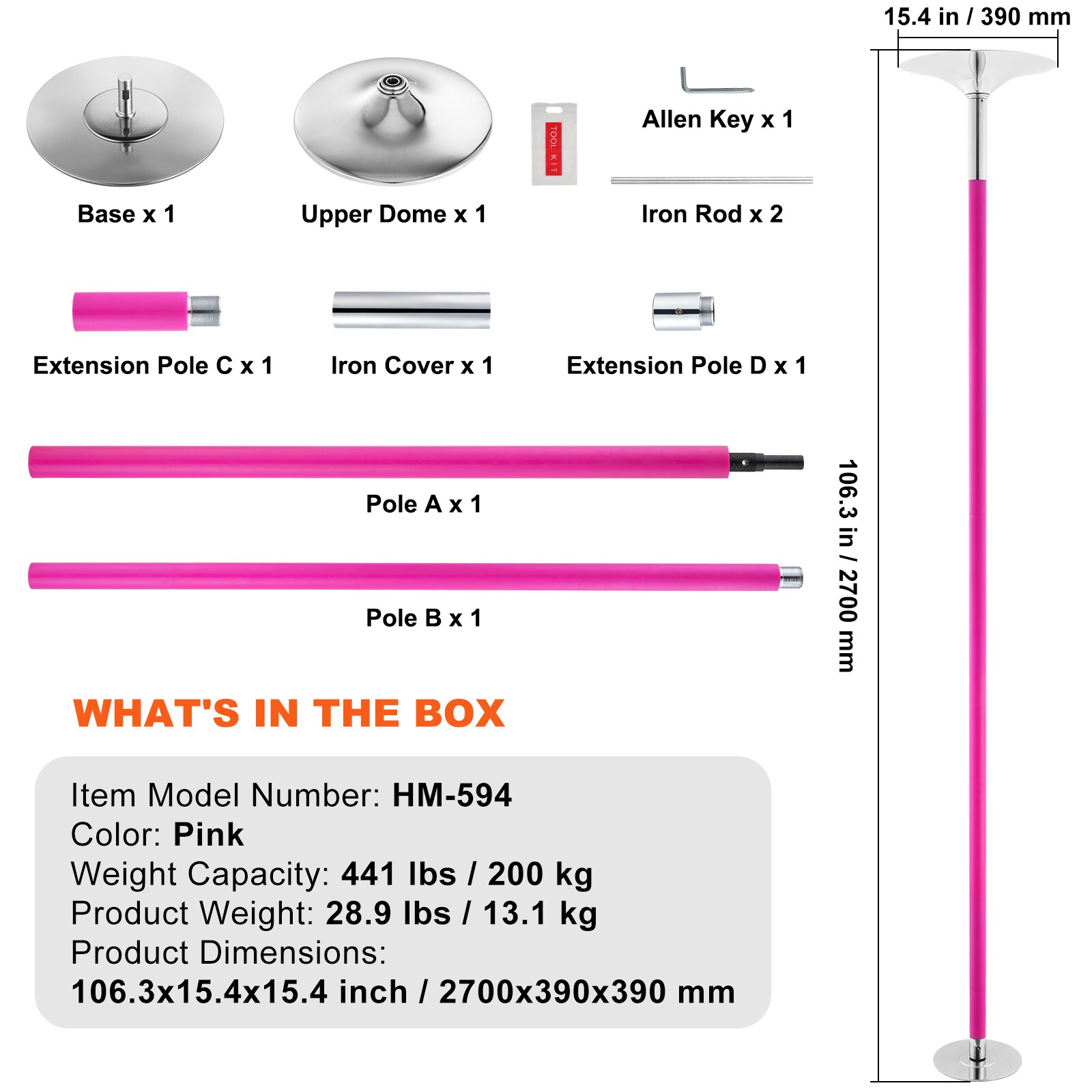 VEVOR Professional Dancing Pole Spinning Static Dancing Pole Kit