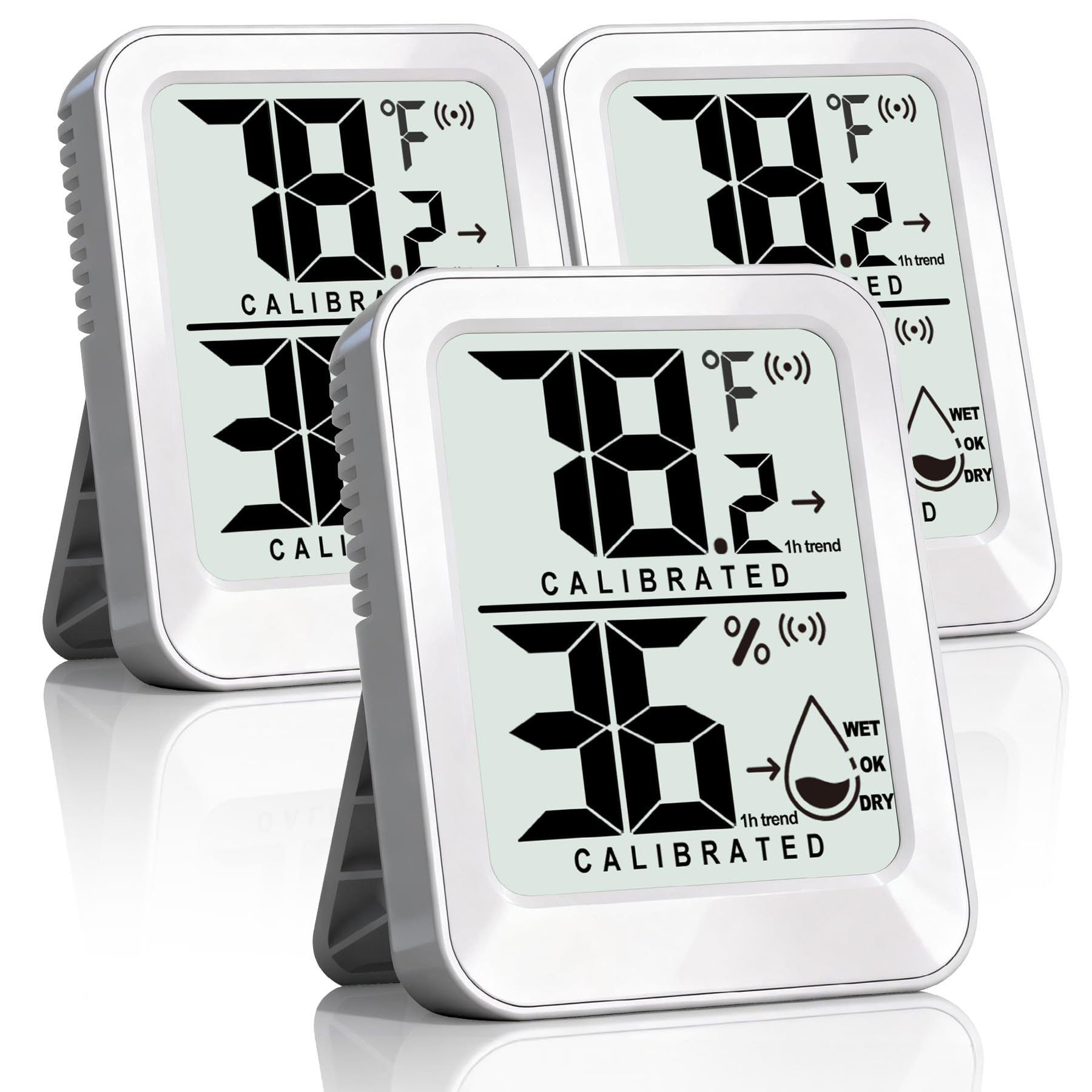 Aoibox - 3 Pack Mini Indoor Room Thermometer Hygrometer Digital Humidity Gauge with 1 Hour Trend...