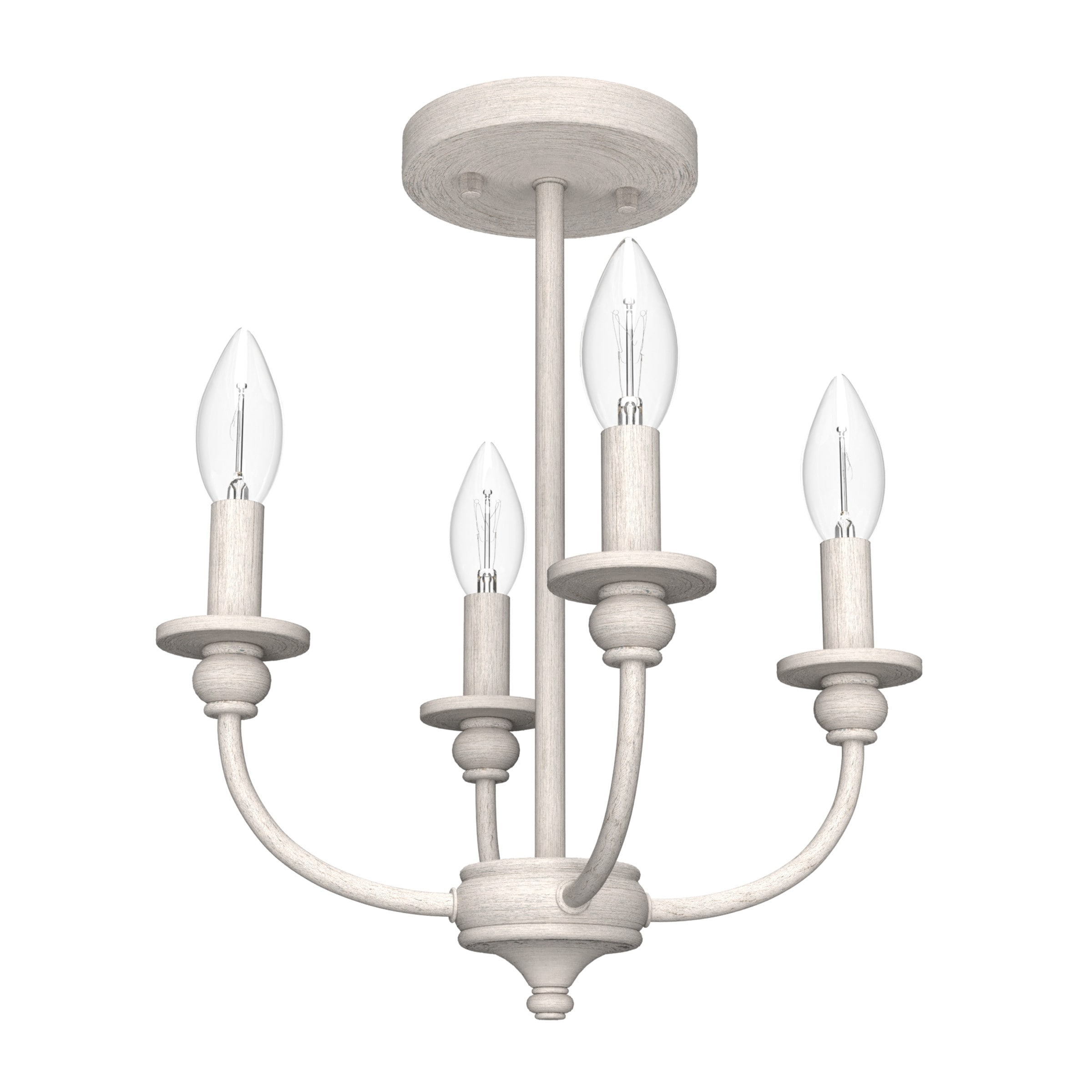 Hunter 19643 Southcrest 4 -Light 13-in Distressed White Semi Flush Mount Light