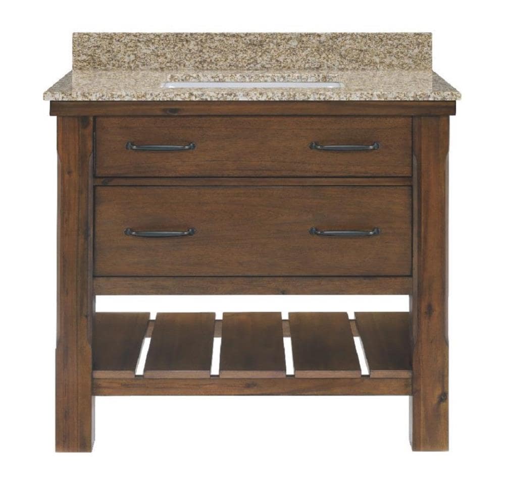  R10 VBCU37 Patmore 37-in Mocha Glaze Undermount Single Sink Bathroom Vanity with Navajo White Granite Top