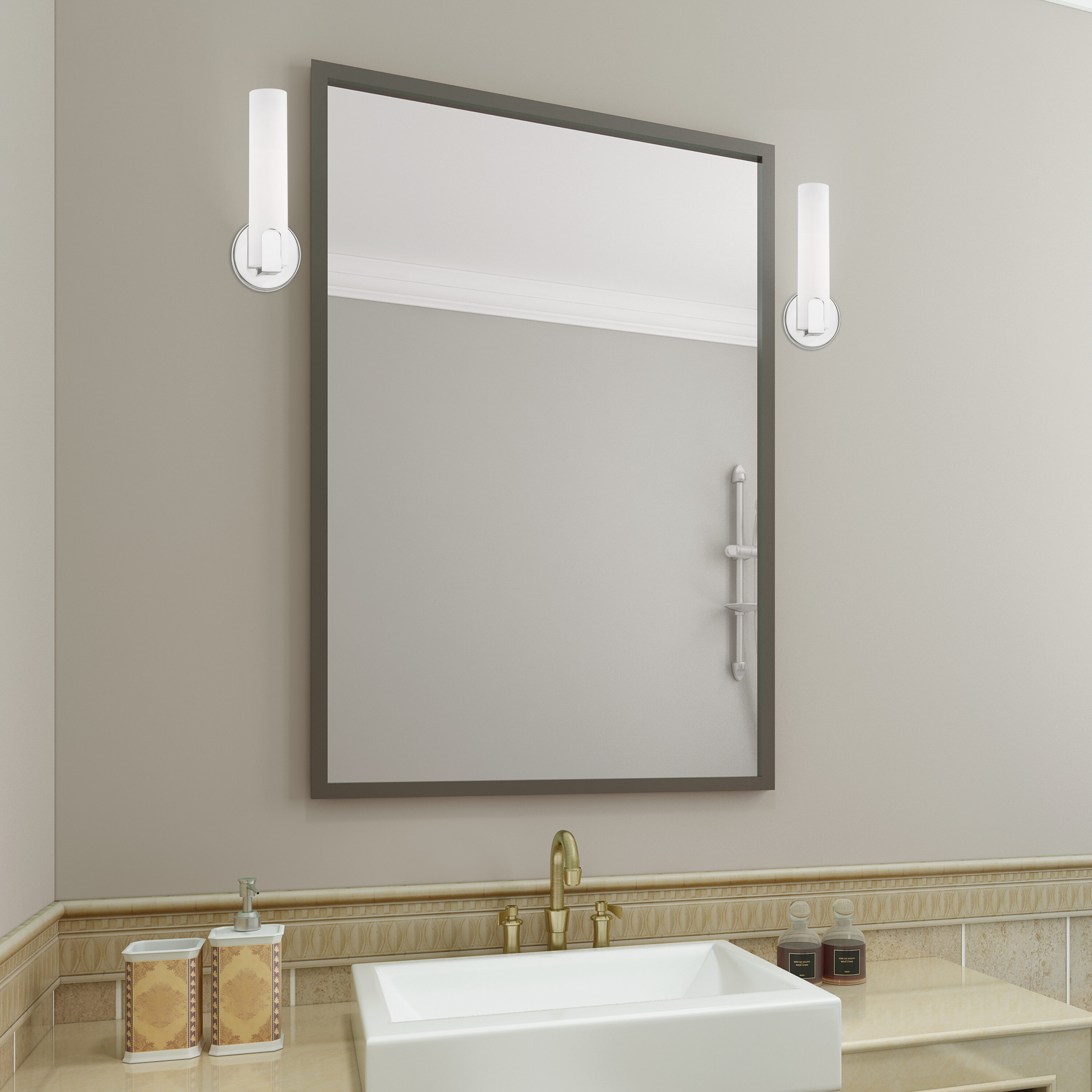 Sleek Polished Chrome LED Wall Sconce with Satin White Shade