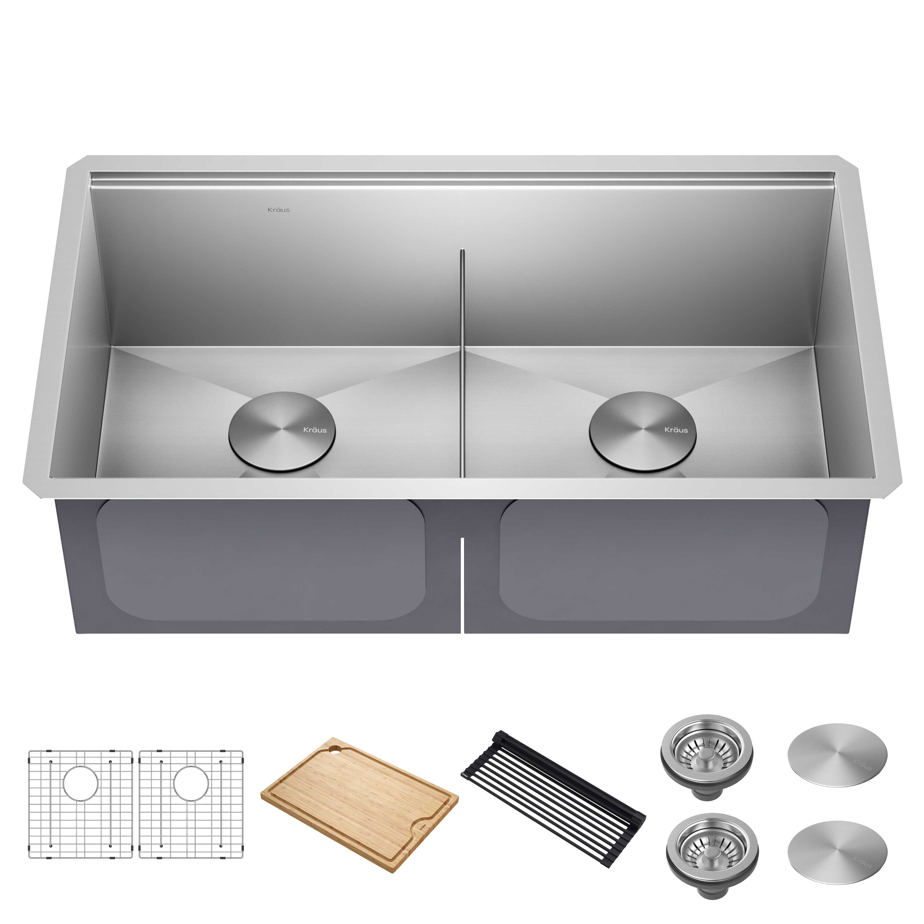 Kraus Premier Undermount 32-in x 19-in Stainless Steel Nickel