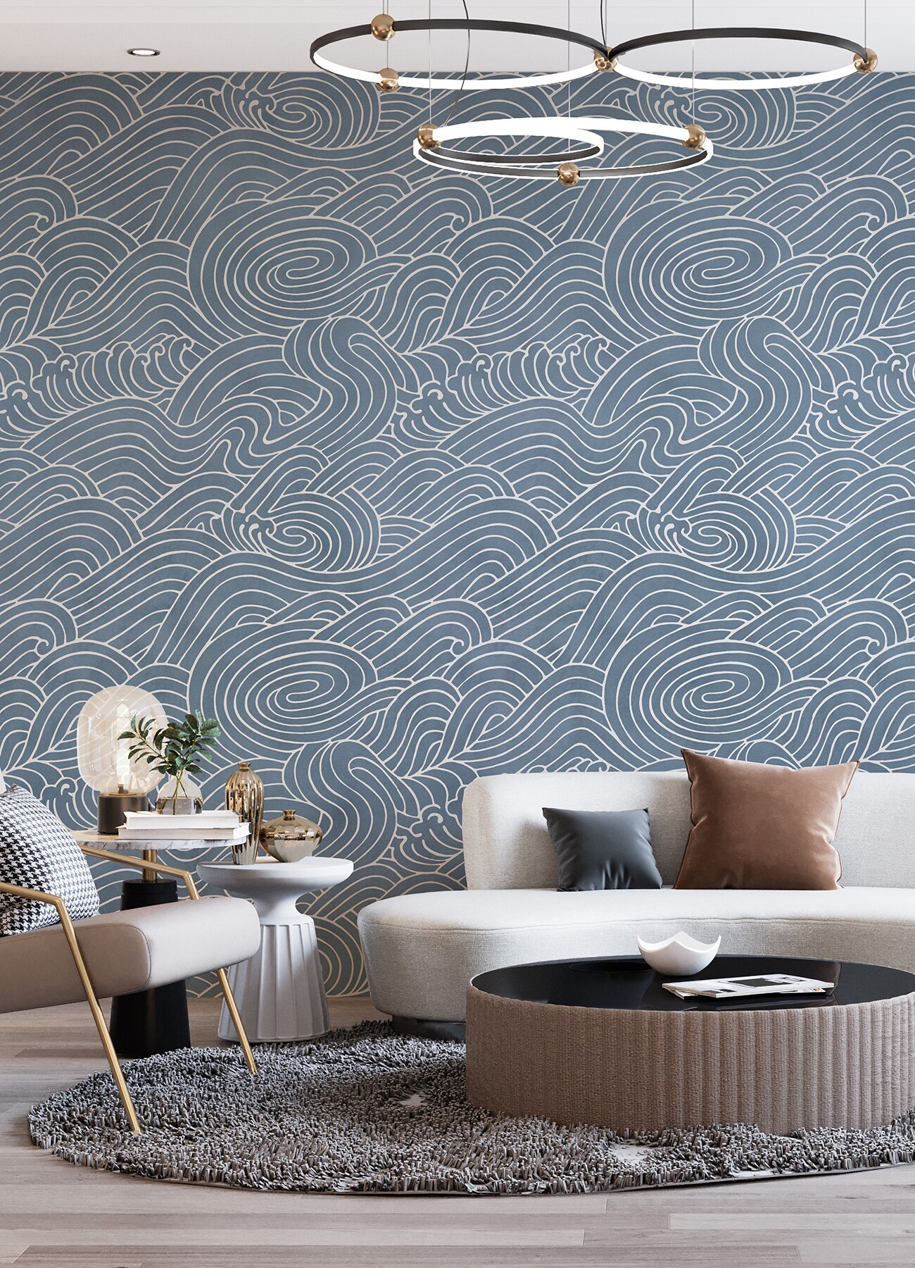 REMIX WALLS by Katie Hunt Waves Ocean Blue Wall Mural ASTM5041 at Lowes.com