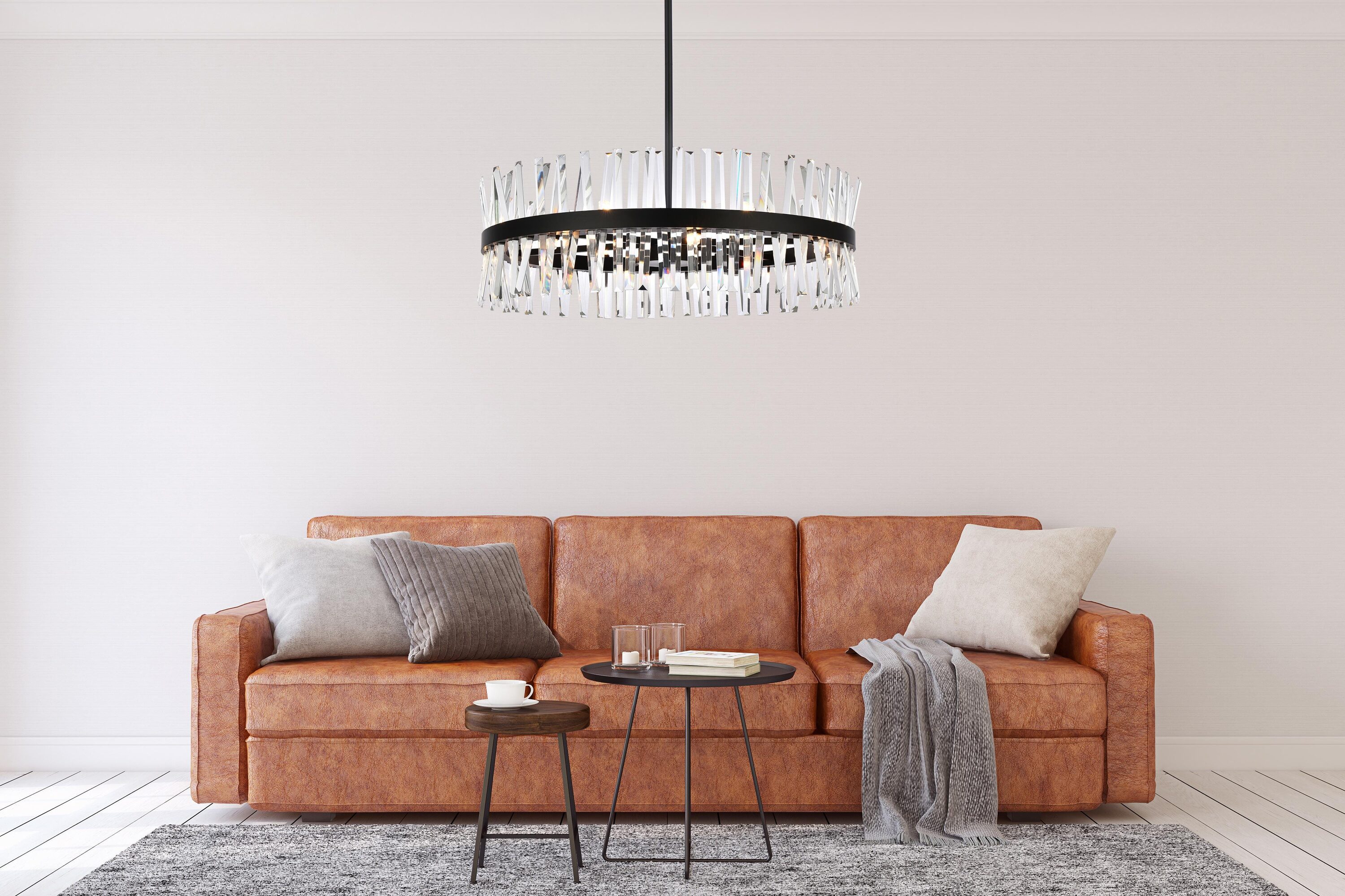 Serephina 32-Inch Black Crystal Round Chandelier