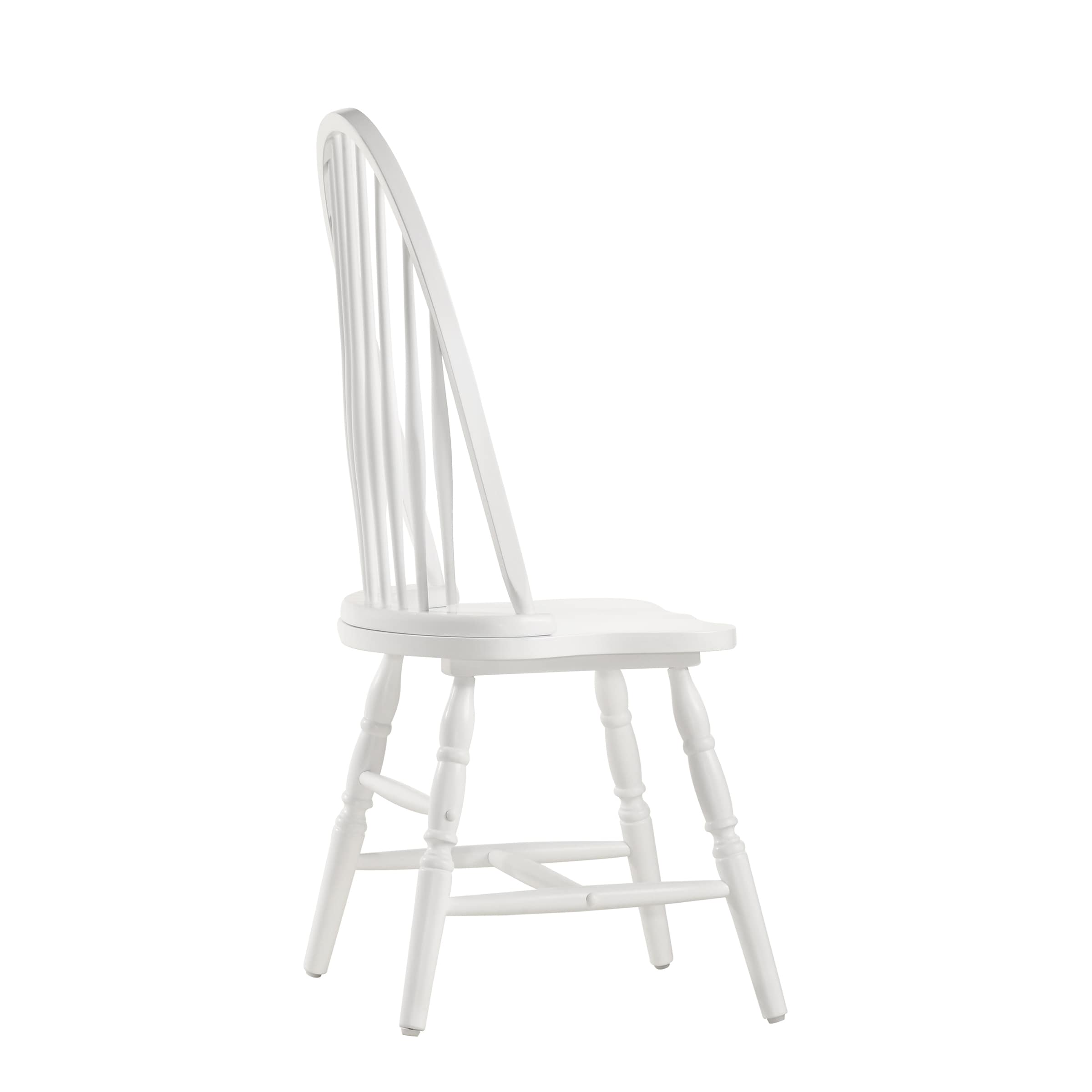 Traditional Pure White Windsor High-Back Side Chair in Wood