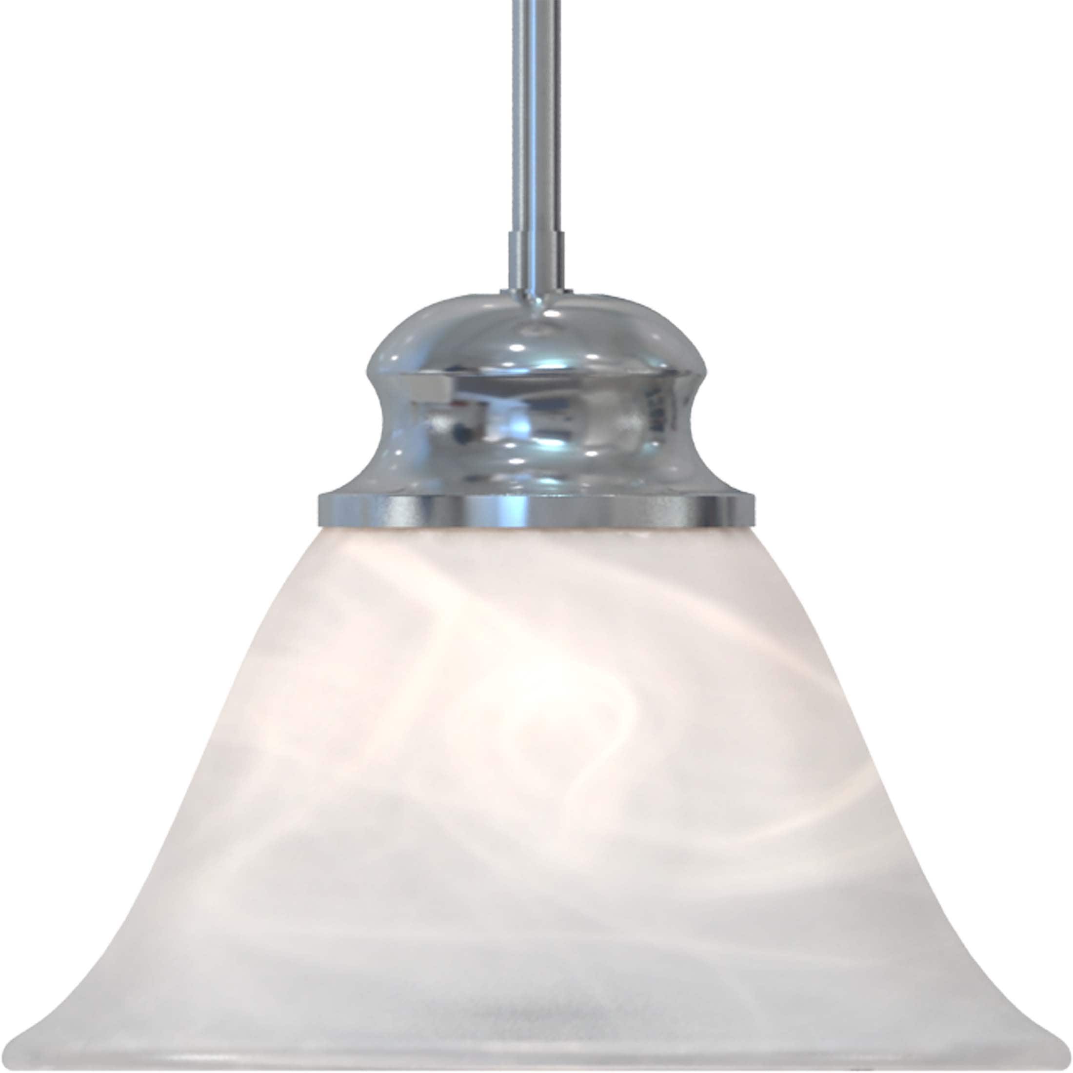 Brushed Nickel Mini Pendant with Alabaster Glass Shade