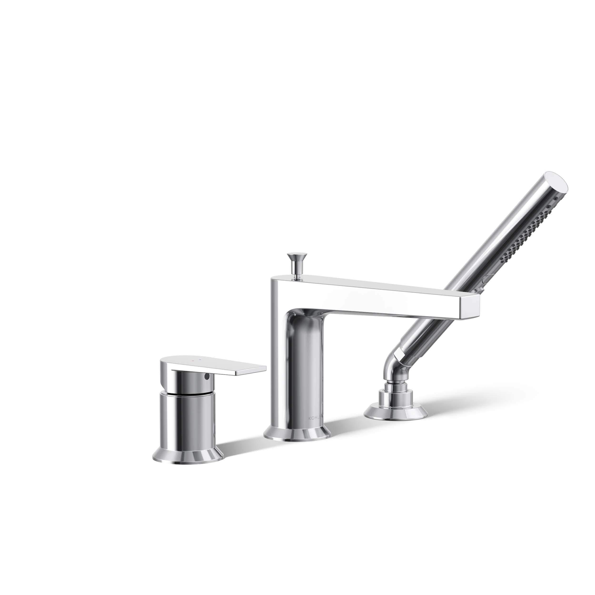 KOHLER K-74032-4-CP Taut Polished Chrome 1-handle Deck-mount Roman Low-arc Bathtub Faucet with Hand Shower ( Valve Included )