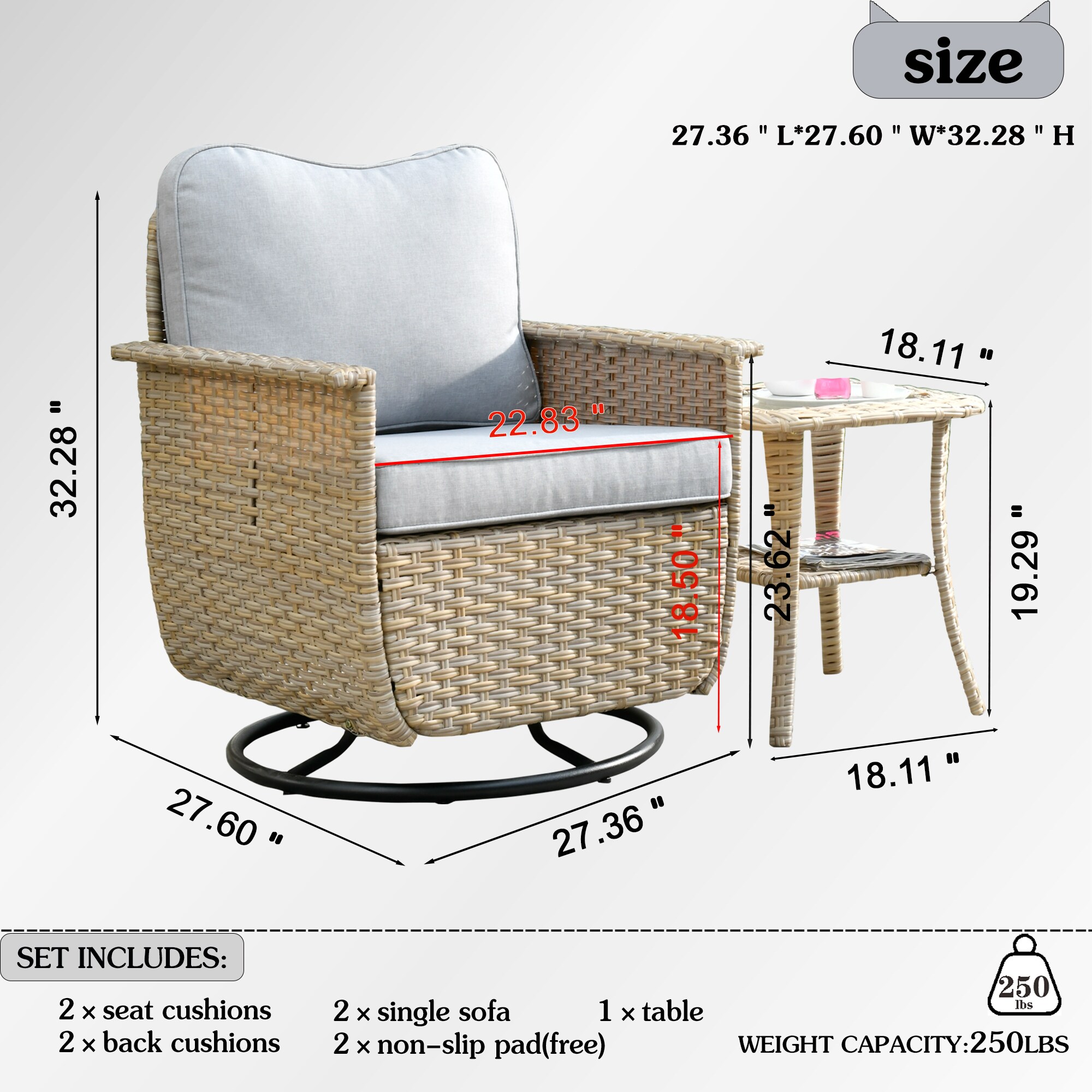 XIZZI XIMW402-3RC Patio-Chairs - View #3