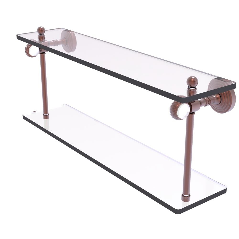 Allied Brass PG-2T-22-CA Pacific Grove Antique Copper 2 -Tier Wall mount Bathroom Shelf ( 22-in x 9.3-in x 5-in )