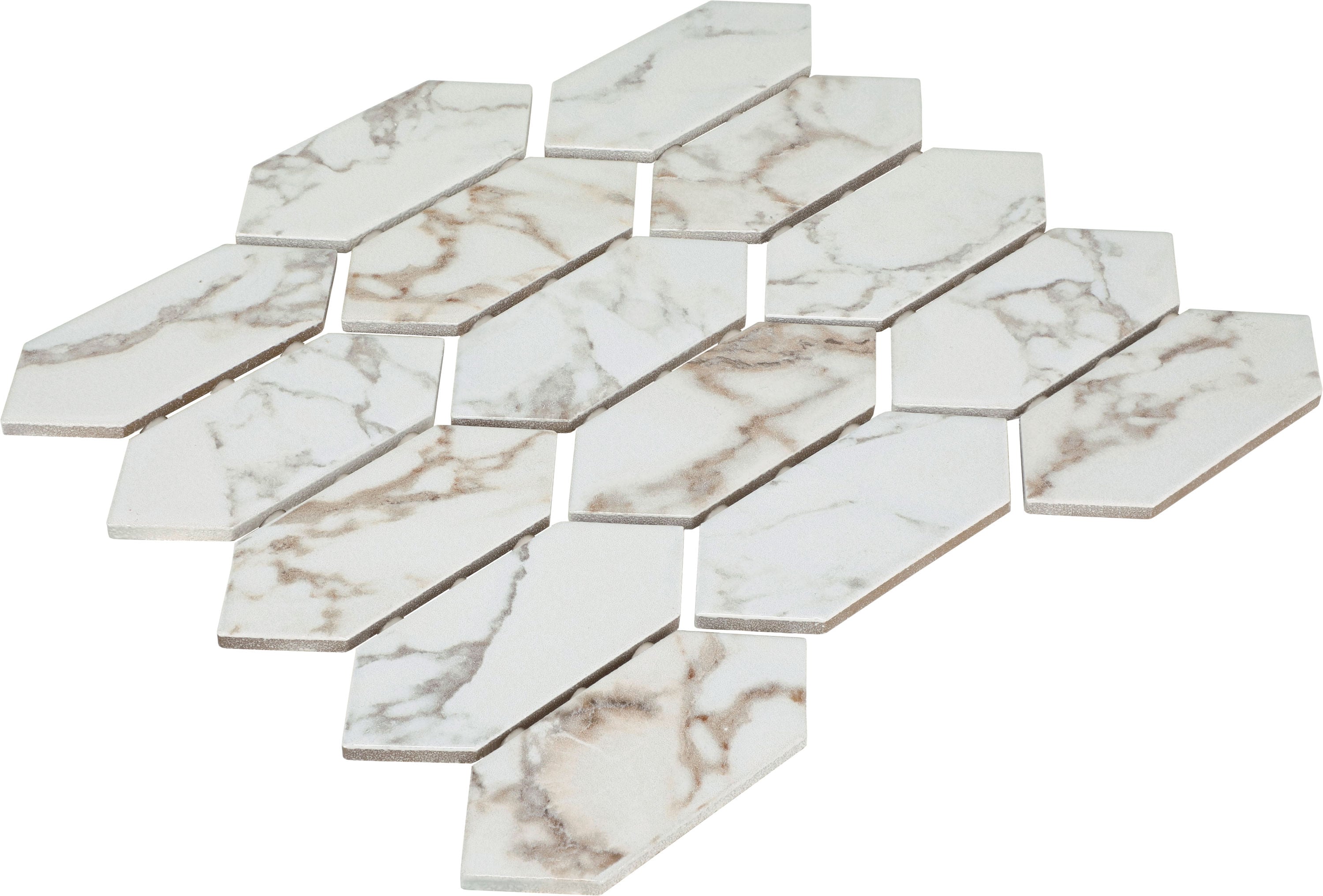 American Olean Vistarro Calacatta Grey 11-in x 12-in Glossy Ceramic Honeycomb Marble Look Wall Tile (0.73-sq. ft/ Piece)