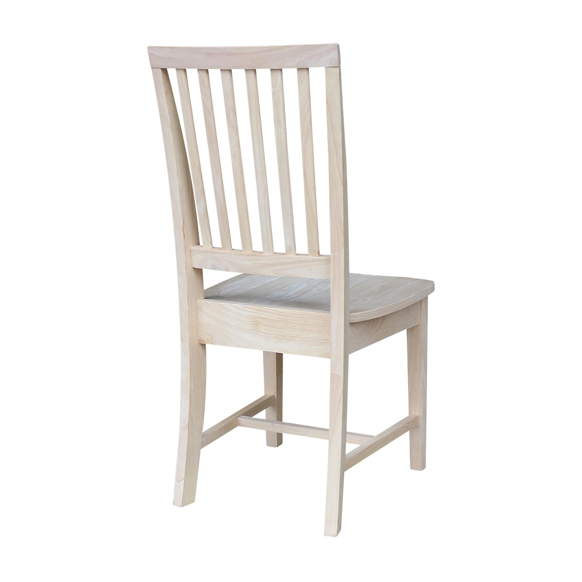 Classic Unfinished Solid Parawood High Slat Side Chair, Set of 2