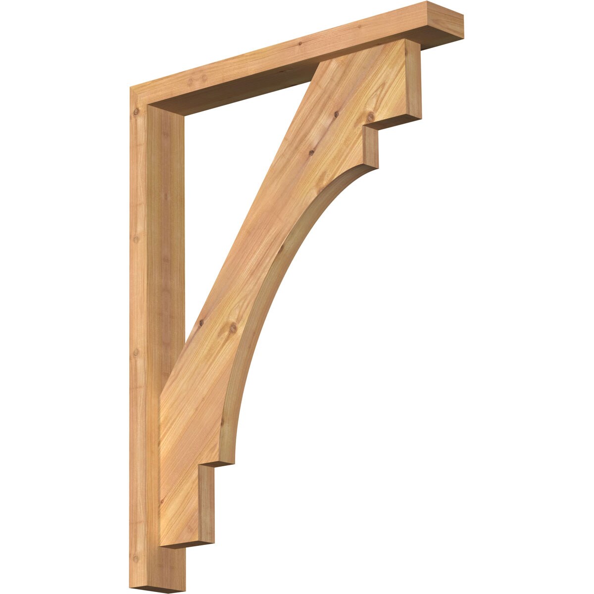 Ekena Millwork 1463125 Merced Block Smooth Bracket with Offset Brace 3-1/2-in x 24-in x 32-in Western red cedar Brown Wood Standard bracket