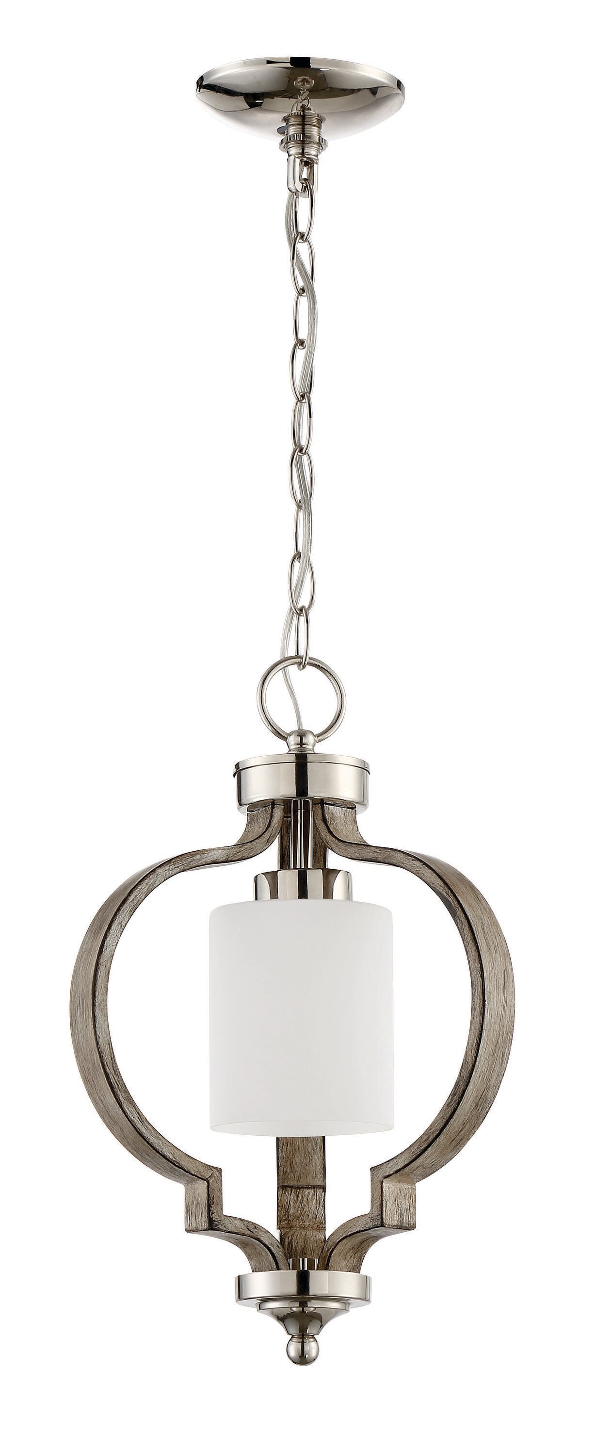 Craftmade 46791-PLNWF Jasmine Polished Nickel/Weathered Fir Traditional Frosted Glass Urn Hanging Pendant Light