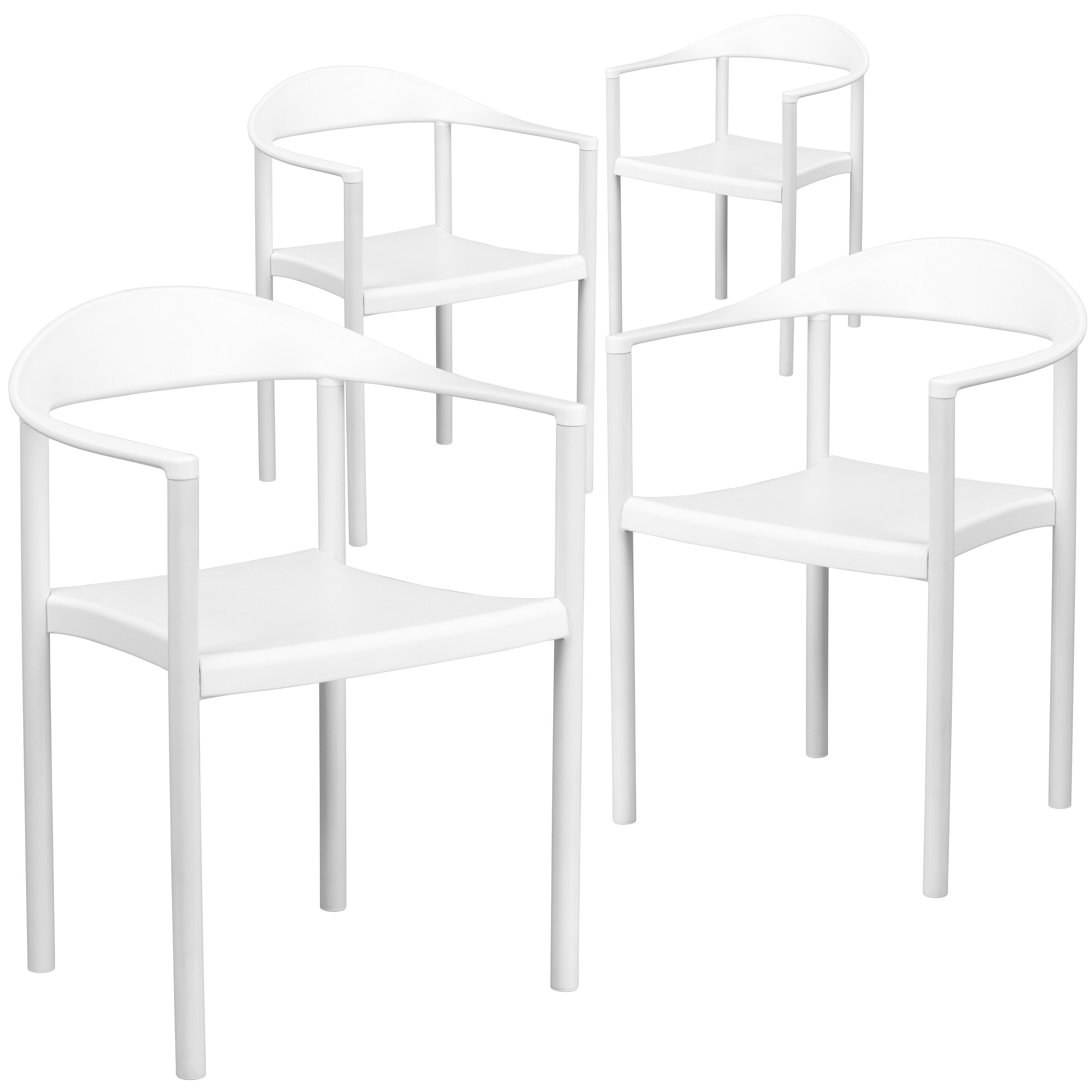 Flash Furniture 847254061575 4 Pack HERCULES Series 1000 lb Capacity White Plastic Cafe Stack Chair