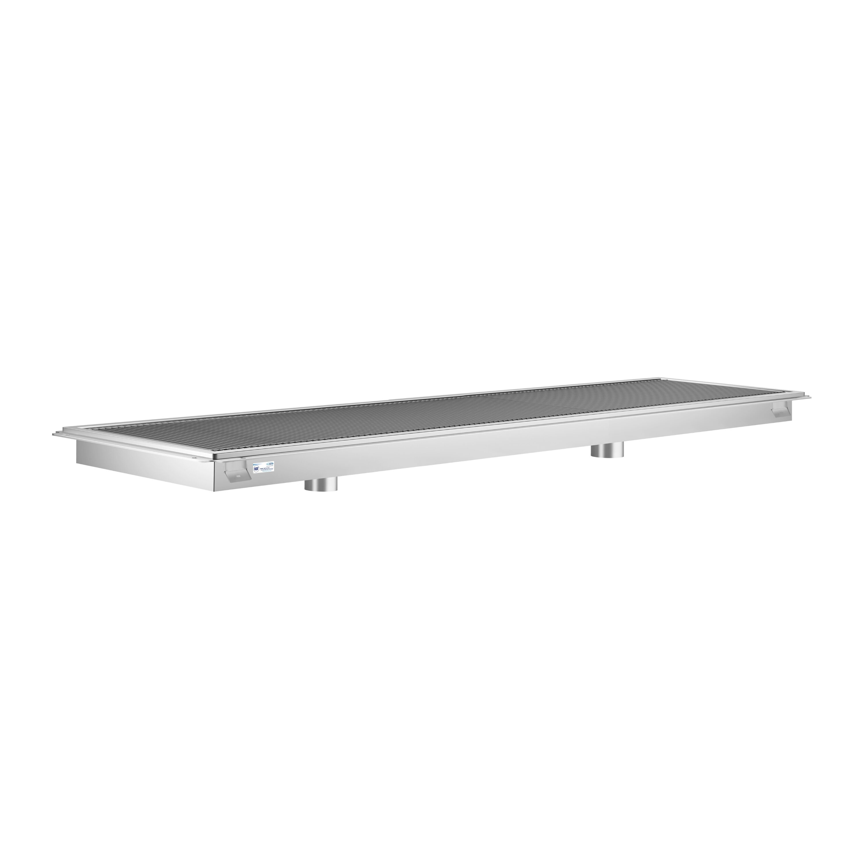 KoolMore LOW-KM-FTG-24108 24" x 108" Stainless Steel Floor Trough Drain, 14-Gauge with Subway-Style Grating & Removable Drain Basket, NSF Listed (KM-FTG-24108)