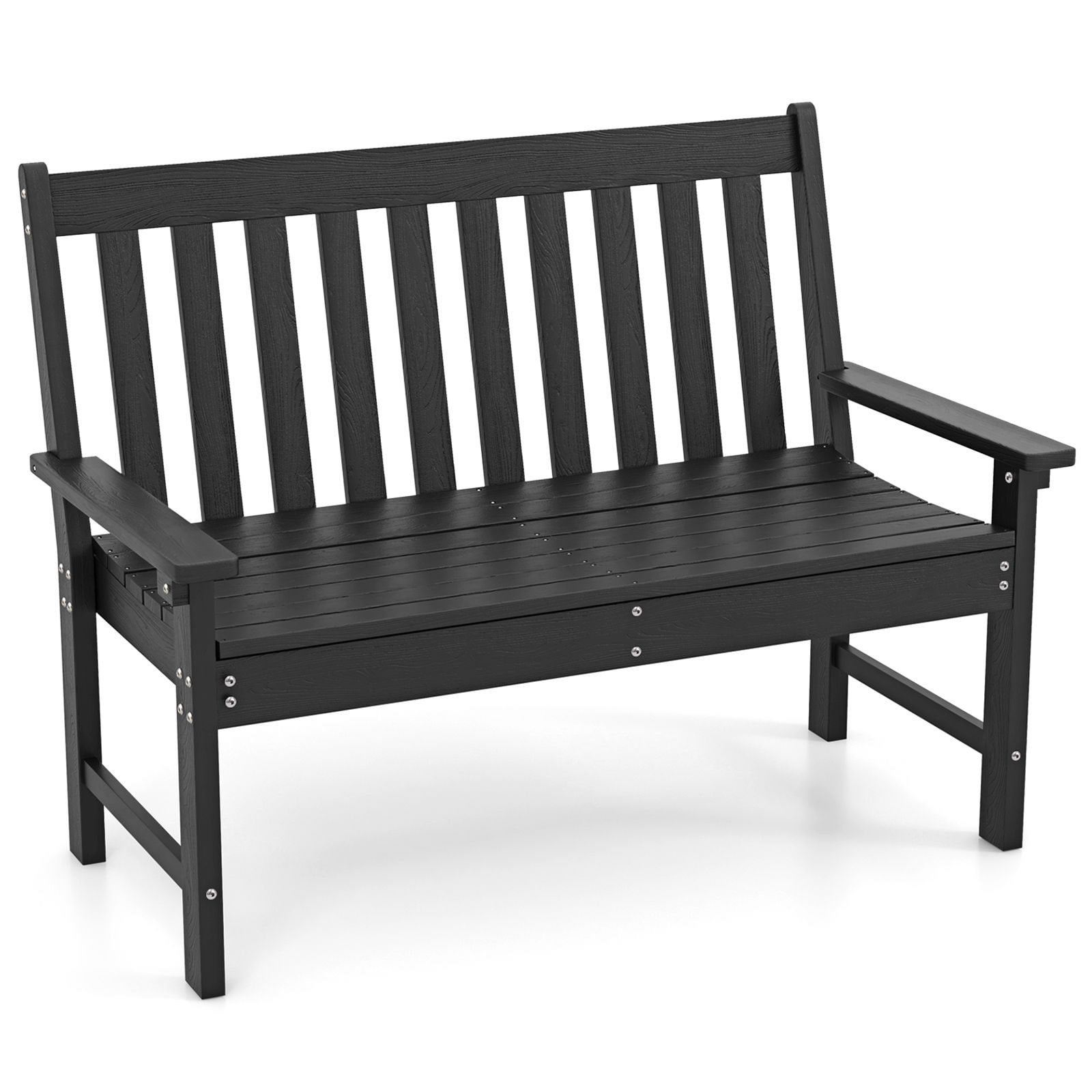 Slickblue - Outdoor Garden Bench with Wide Armrests and Slatted Back for Relaxing Outdoors Porch ...