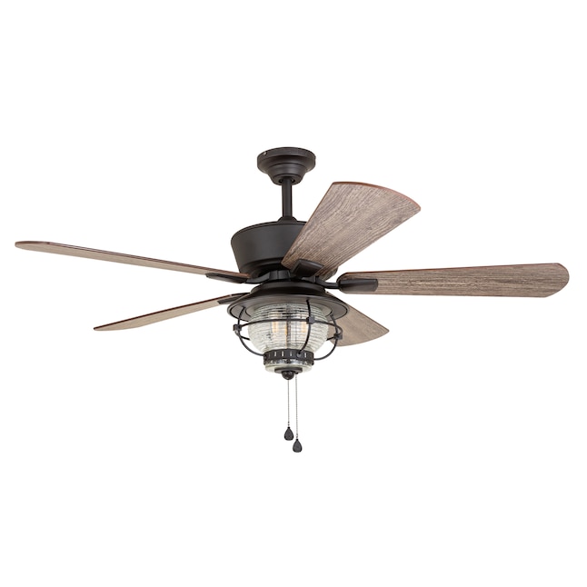Harbor Breeze Merrimack Ii 52 In Bronze Led Indoor Outdoor Downrod Or Flush Mount Ceiling Fan With Light 5 Blade The Fans Department At Com - Hampton Bay Hunter Universal Ceiling Fan Remote Control Wall Mount Model 349 896