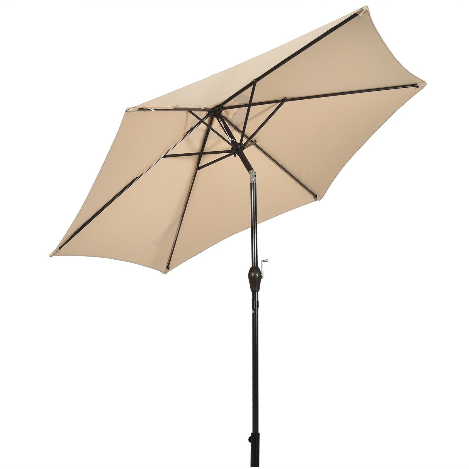 Forclover HYFW-S51BE 9-ft Steel Off-white Crank Market Patio Umbrella
