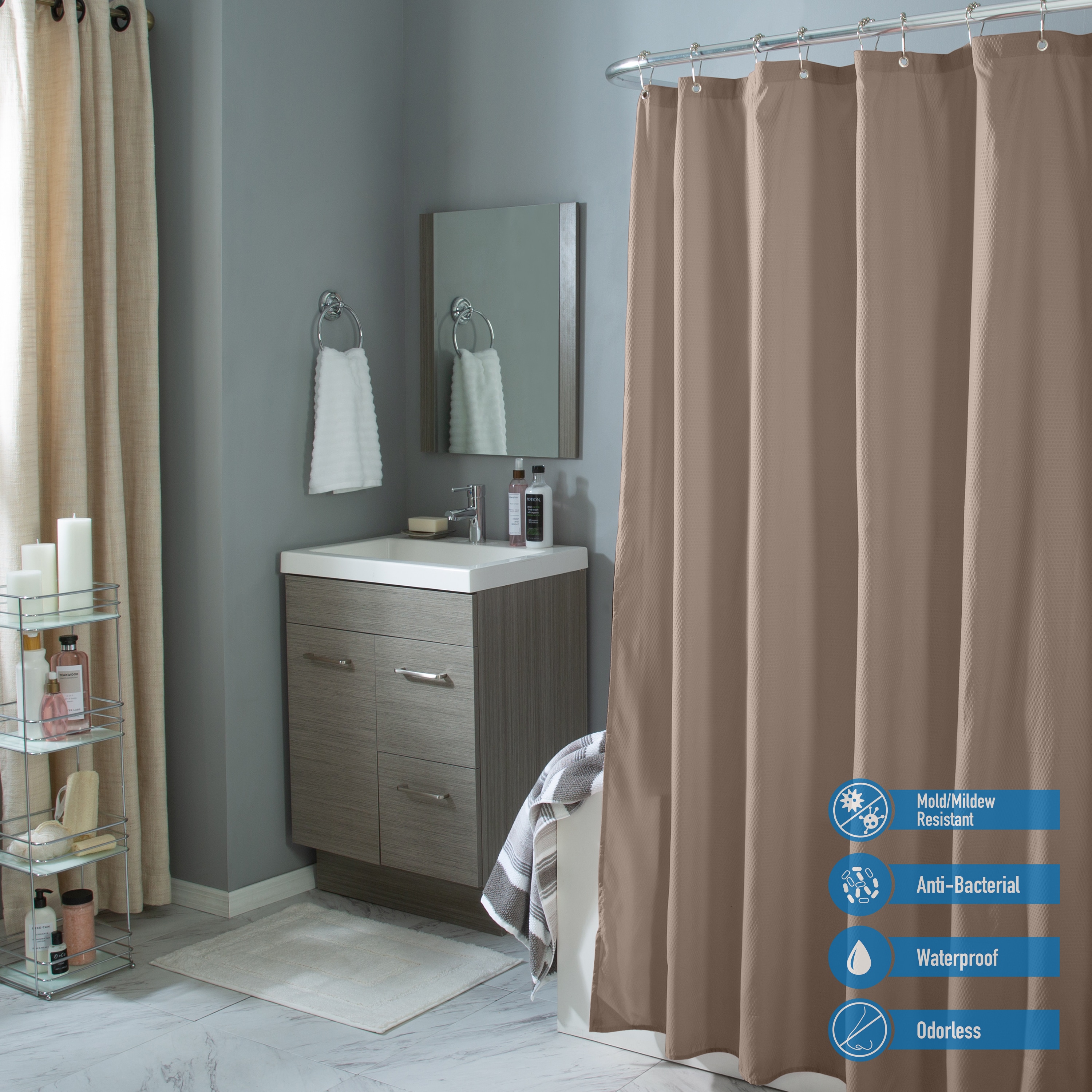 Bath Bliss 5415-TAUPE Shower-Curtains-Liners - View #5