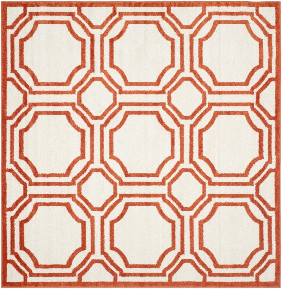 Safavieh AMT411F-7SQ Mosaic 7 x 7 (ft) Loomed Polypropylene Ivory/Orange Square Indoor/Outdoor Trellis Area rug