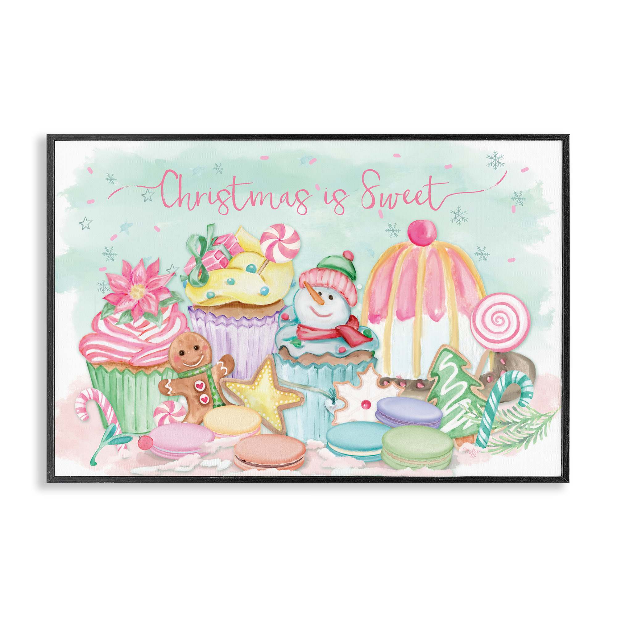 Stupell Industries BT-541-FR-20X30 Christmas Is Sweet Festive Desserts Black Framed Giclee Art By Mollie B. 30 x 20