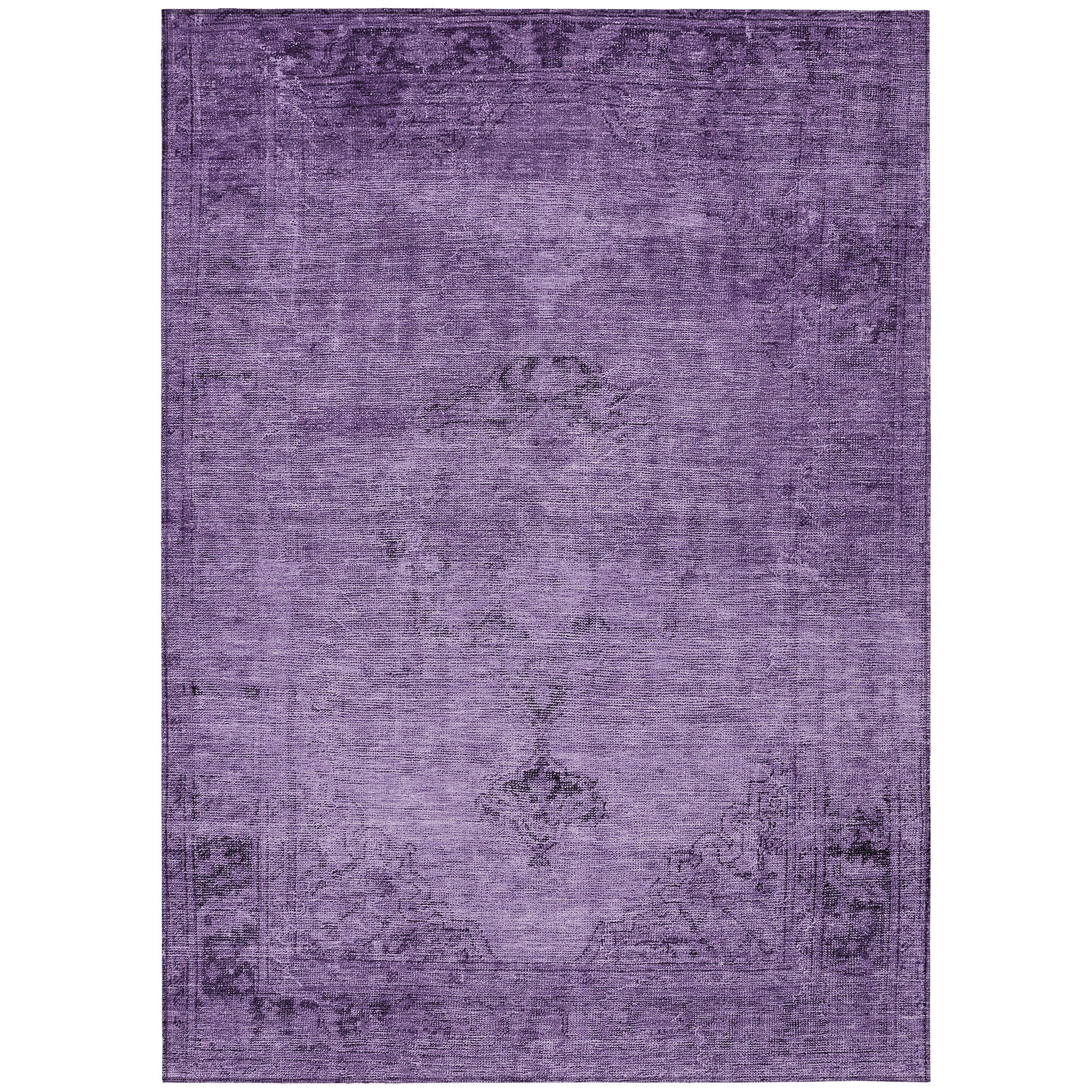 Purple Rectangular Synthetic Indoor Outdoor Washable Rug