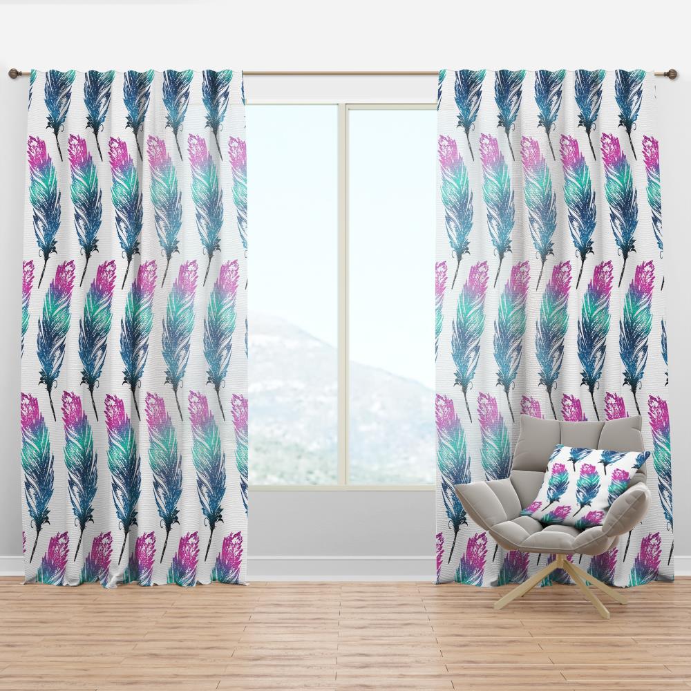 Designart CTN18729-52-90 90-Inches Purple Abstract Room darkening Thermal lined Rod pocket Single curtain panel
