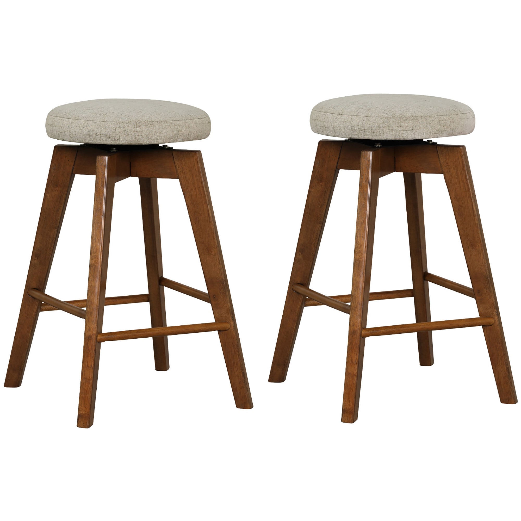 Goplus - Brown 26.0-in H Counter height Upholstered Wood Bar Stool