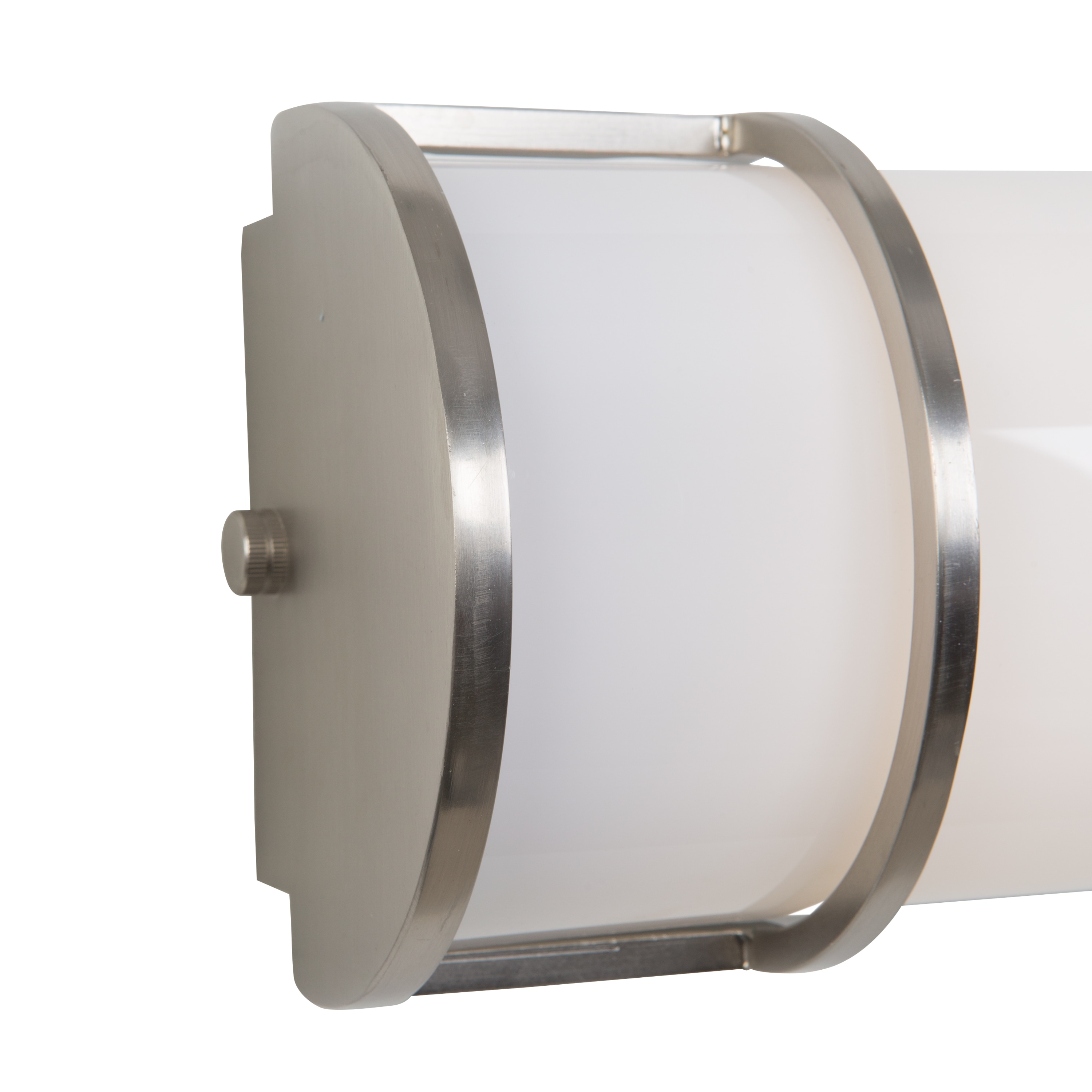 Sleek Satin Nickel 2-Light Fluorescent Vanity with White Glass Shade