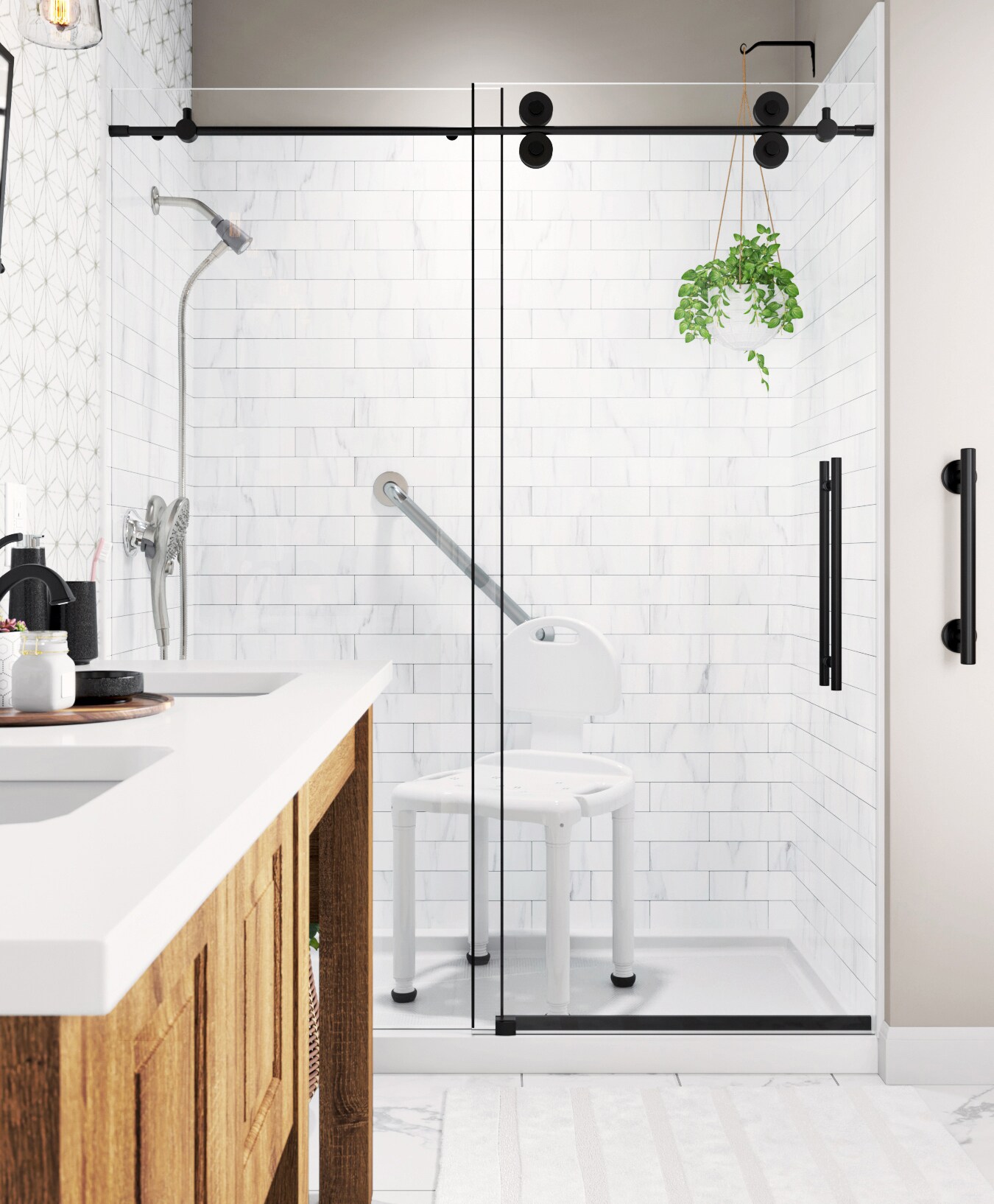 Gatco Latitude 2 22-in Matte Black Wall Mount ADA Compliant Grab Bar ...