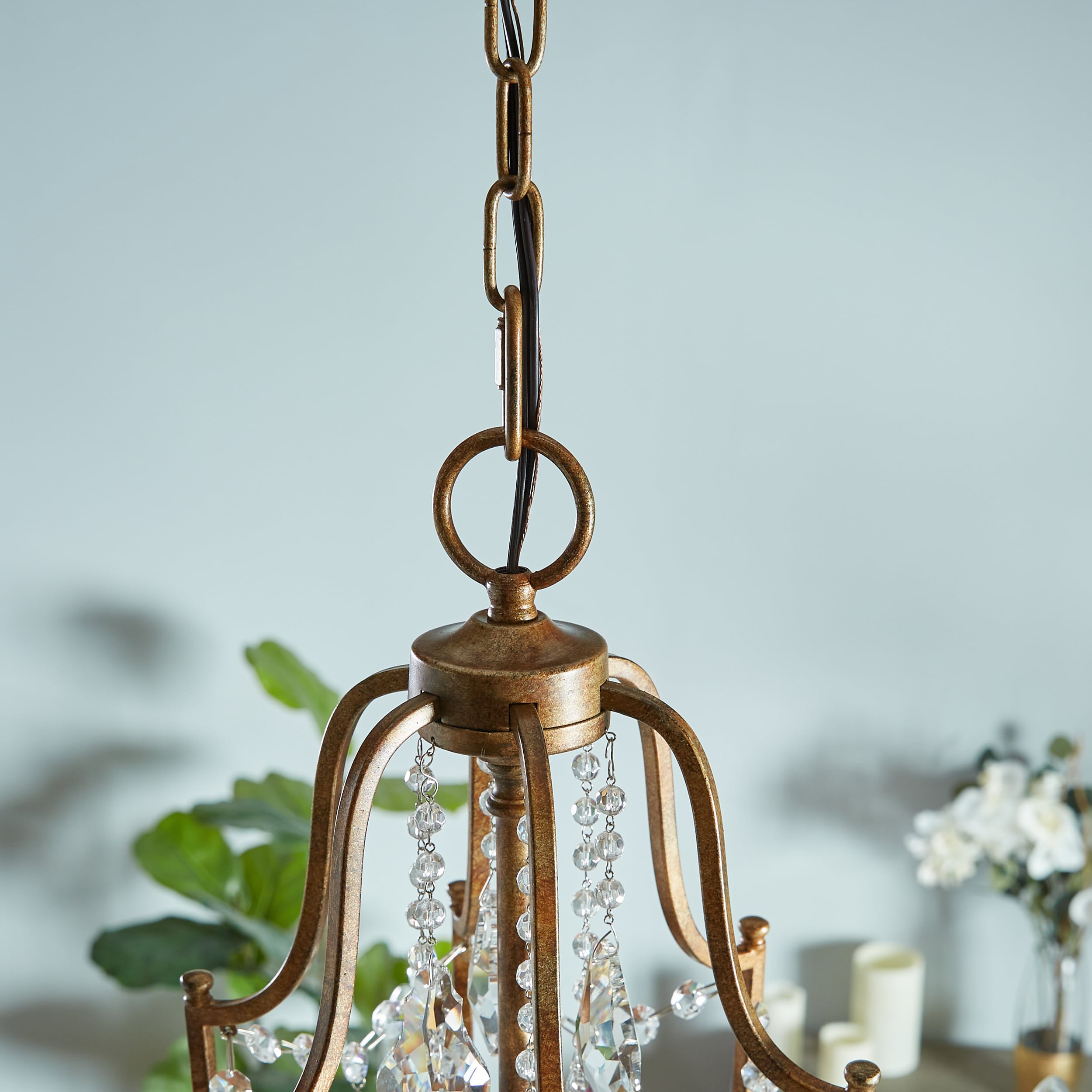 Valentina Oxidized Bronze 6-Light Crystal Candle Chandelier