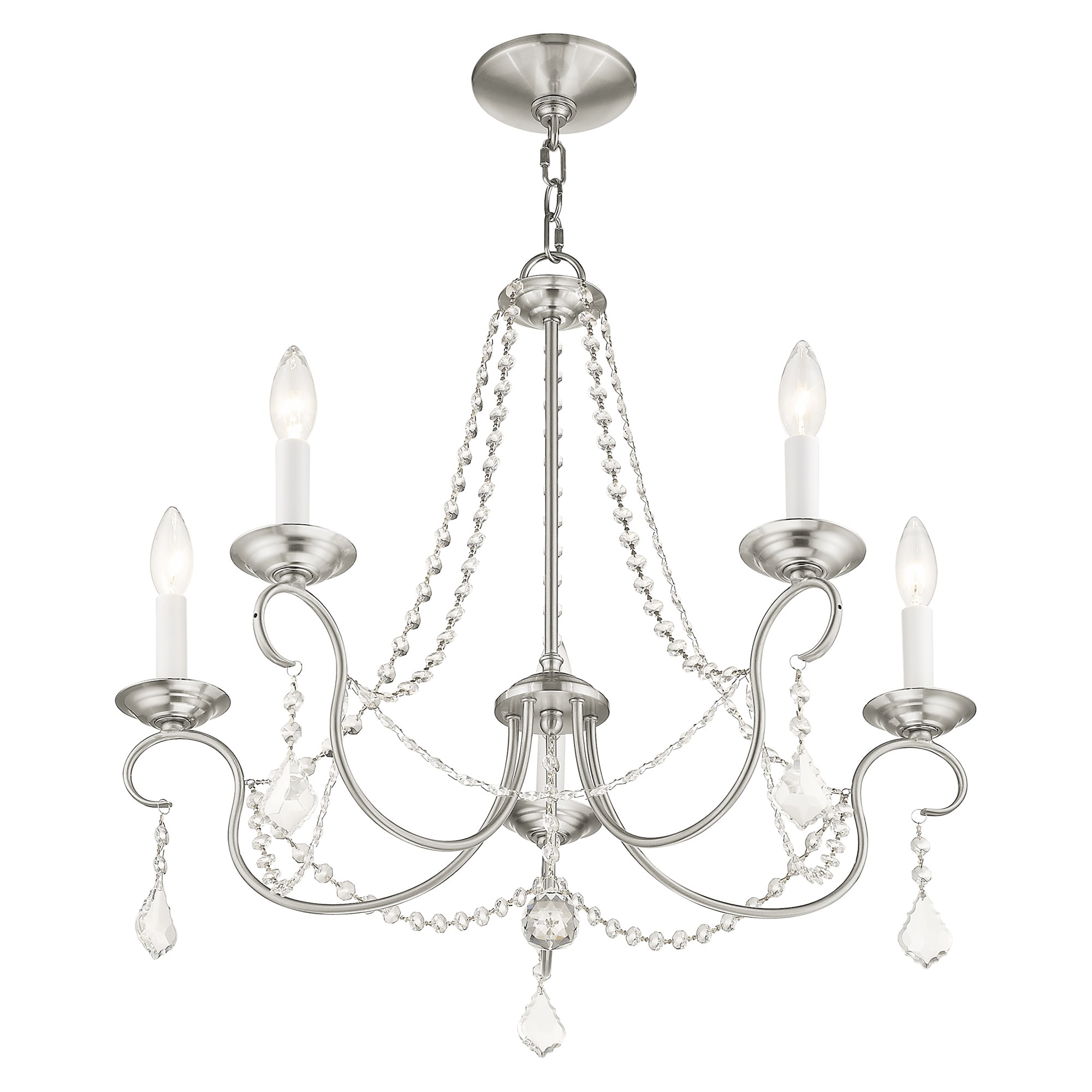 Brushed Nickel Mini 5-Light Candelabra Chandelier