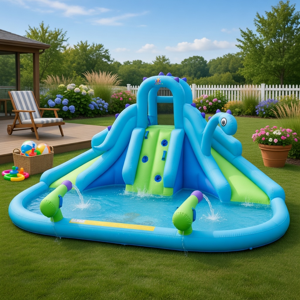 VERYKE Inflatable Water Slide for Kids Ages 3 10 Dual Lane Wet Dry Play Set with Large Splash Pool Climbing Wall and 584W Blower ASTM CPSIA Certified