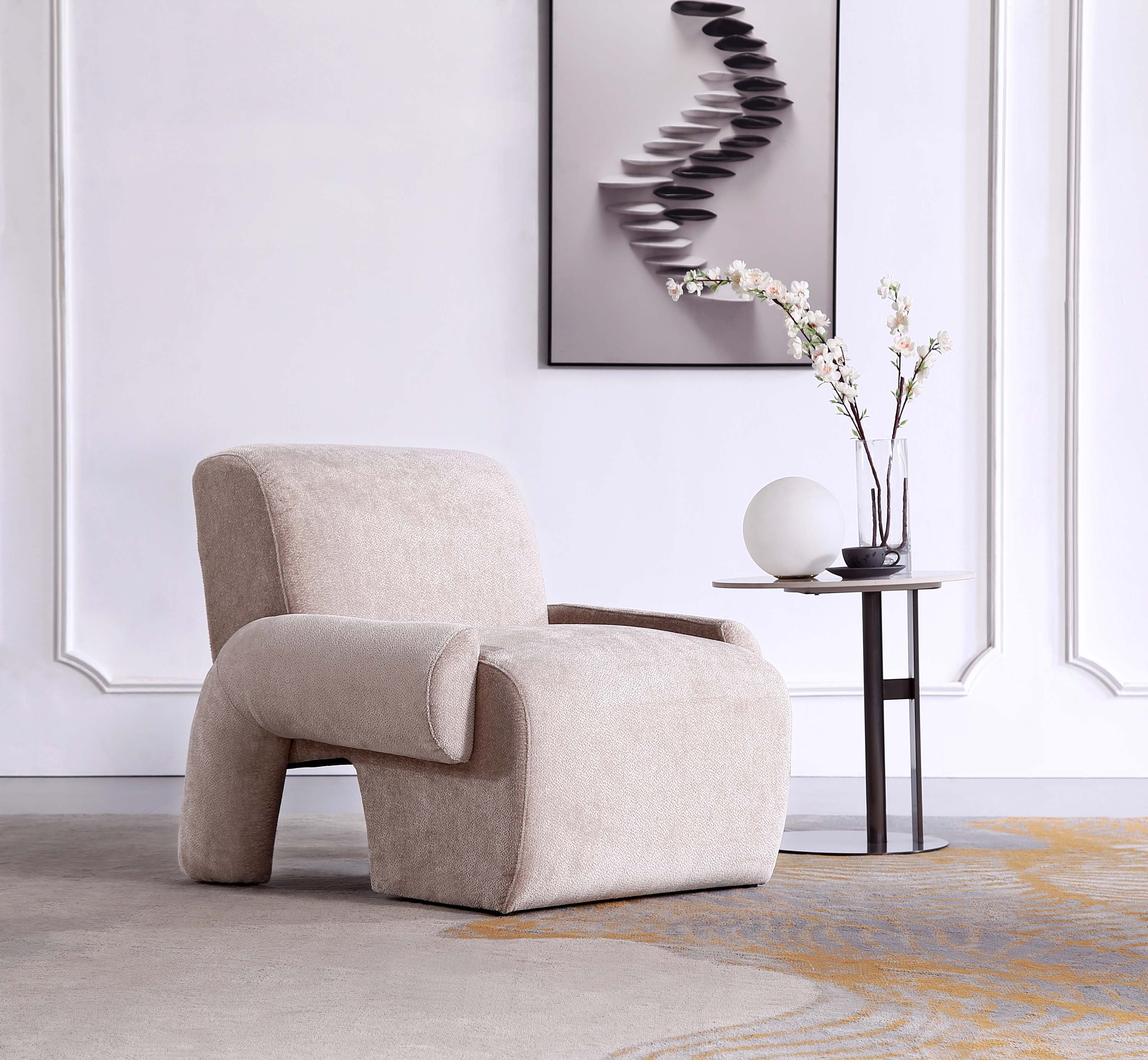 Manhattan Comfort AC069-BE Midcentury Beige Chenille Accent Chair