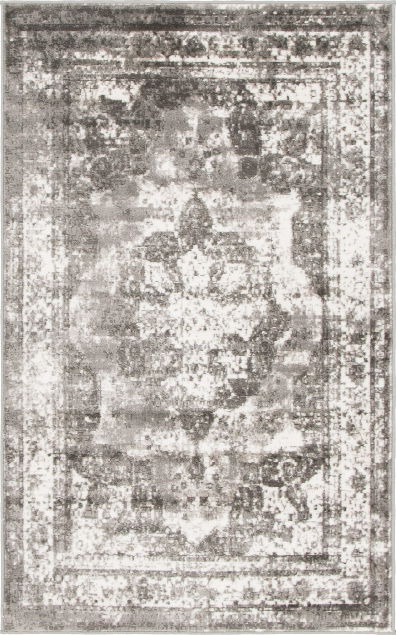 Unique Loom 3141296 Salle Garnier Sofia 3 x 5 (ft) Loomed Polypropylene Gray/Light Gray Rectangular Indoor Medallion Area rug