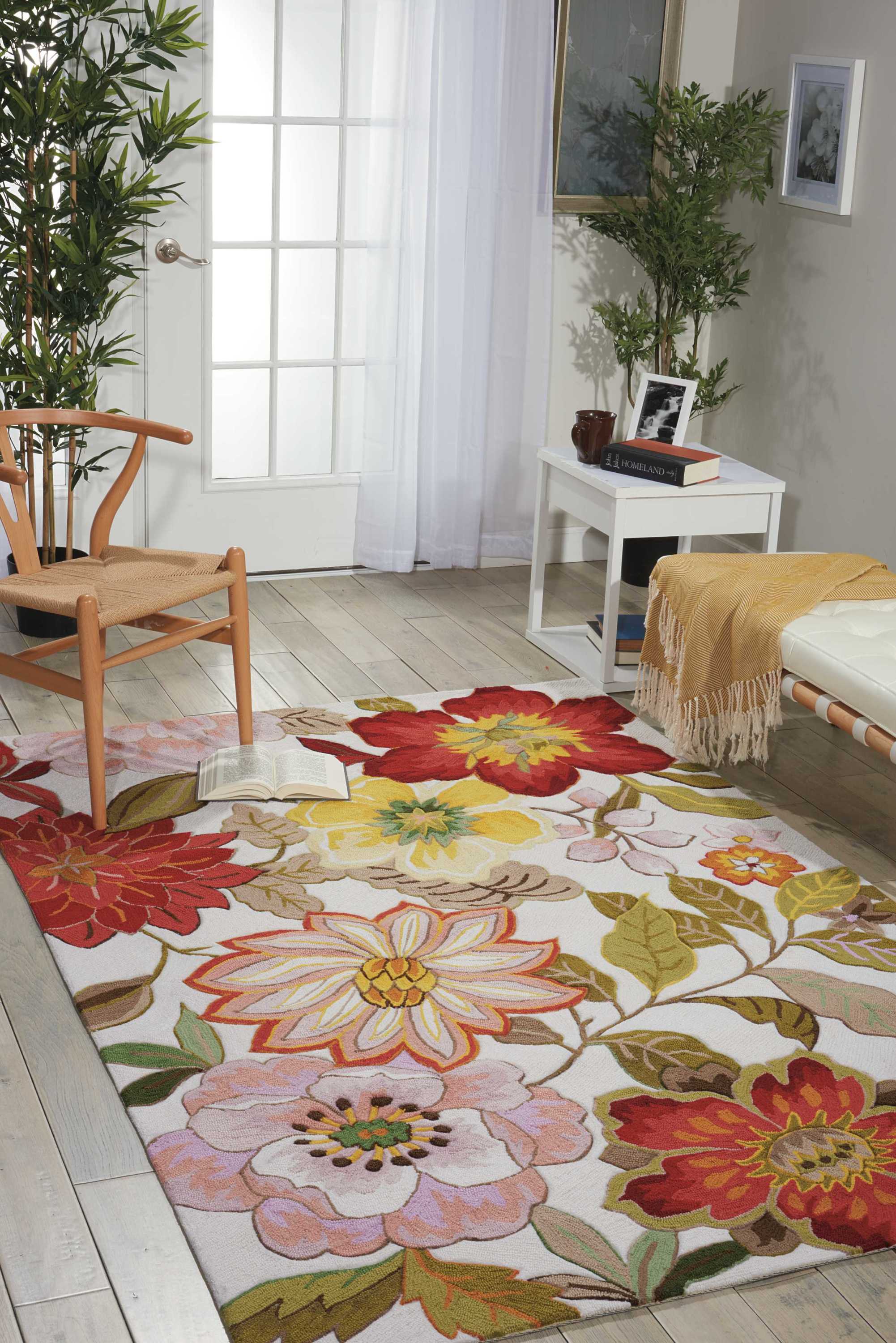 Nourison 10437 Fantasy 3 x 4 (ft) Braided Polyester Ivory Rectangular Indoor Abstract Area rug