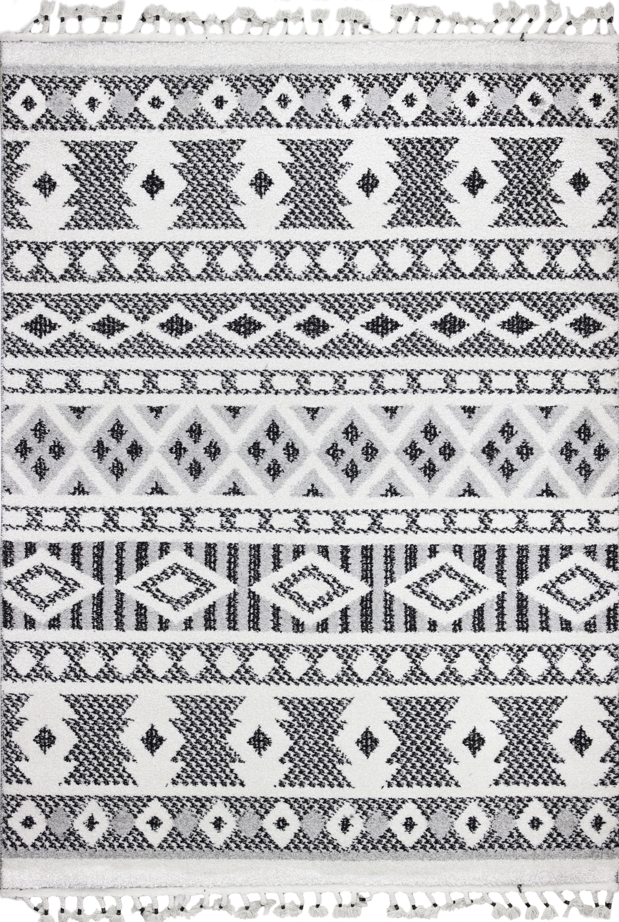 Bashian 649652296272 5 X 8 (ft) Ivory/Black Indoor Geometric Moroccan Area Rug