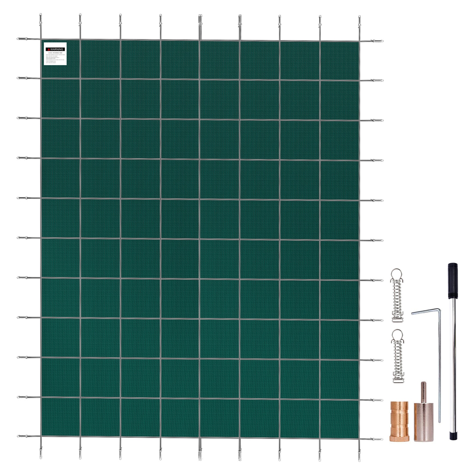 RITSU  456.00 in L x 240.00 in W Green Inground Pool Safety Cover with High Strength Polypropylene Mesh Dual Strap Triple Stitch Reinforcement and Brass Anchor Stainless Steel Spring Hardware for Drain Through Debris Protection