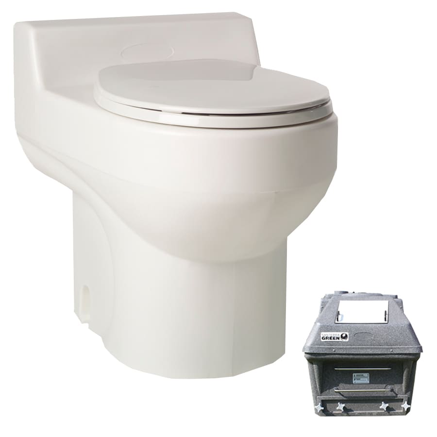 Santerra Green Y60-110V-WHITE White Round Standard Height Composting Toilet 4-in Rough-In