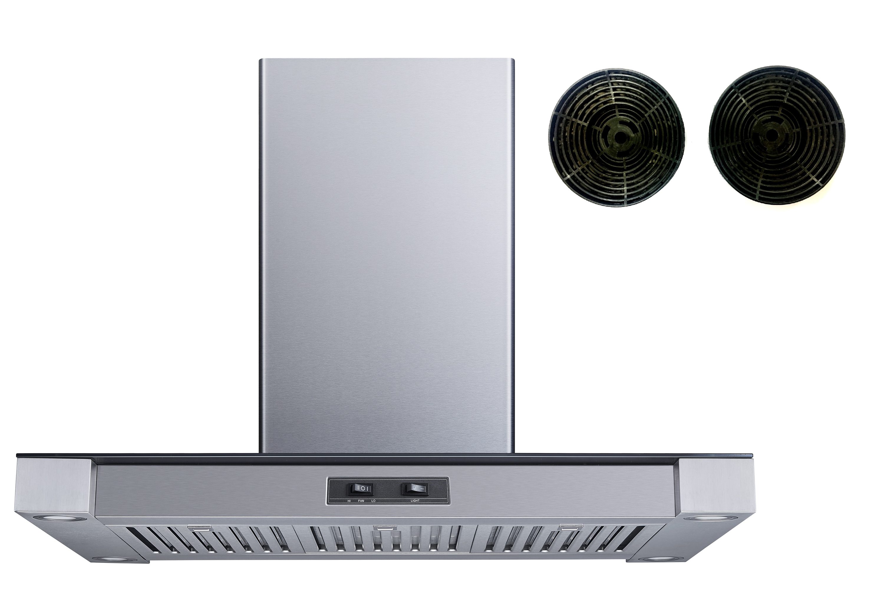 36-in 286-CFM Convertible Stainless Steel Island Range Hood with Charcoal Filter | - Winflo LRI55C36DRC