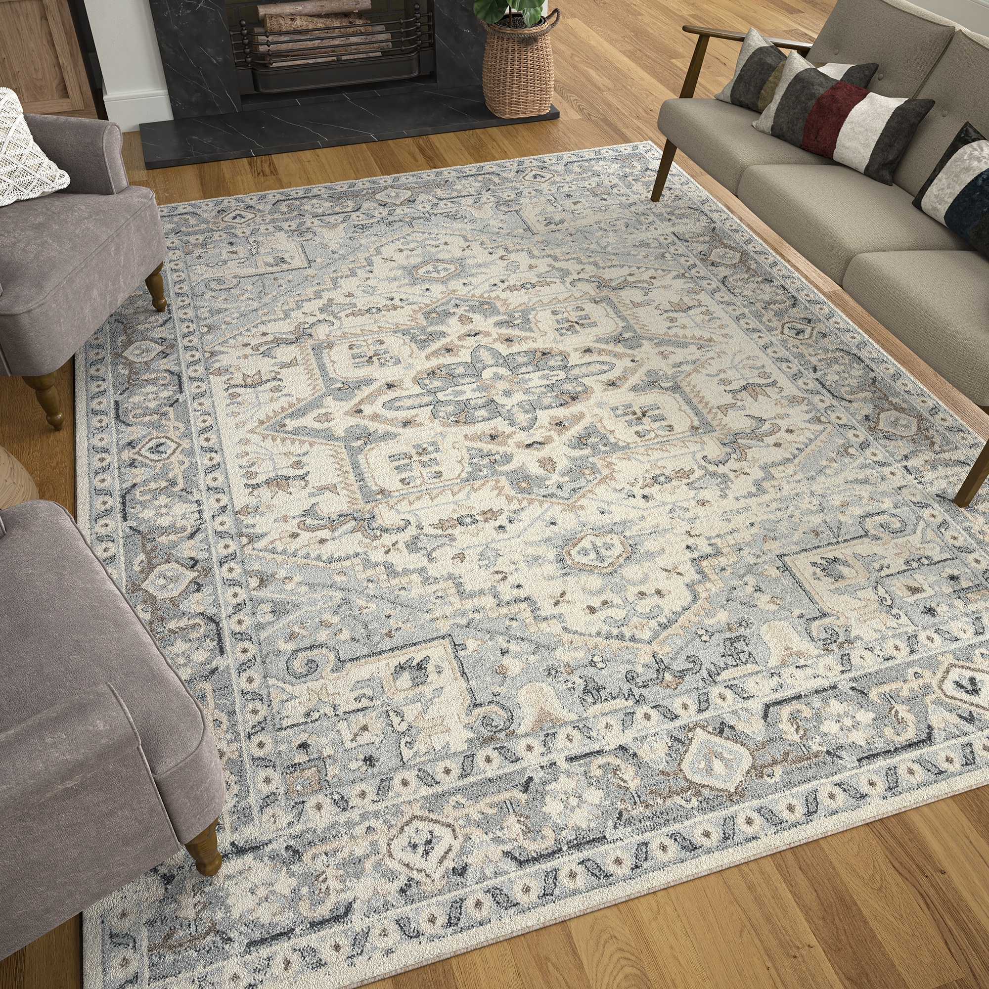 Tayse Tuscany 8 X 10 (ft) Cream Indoor Medallion Oriental Area Rug ...