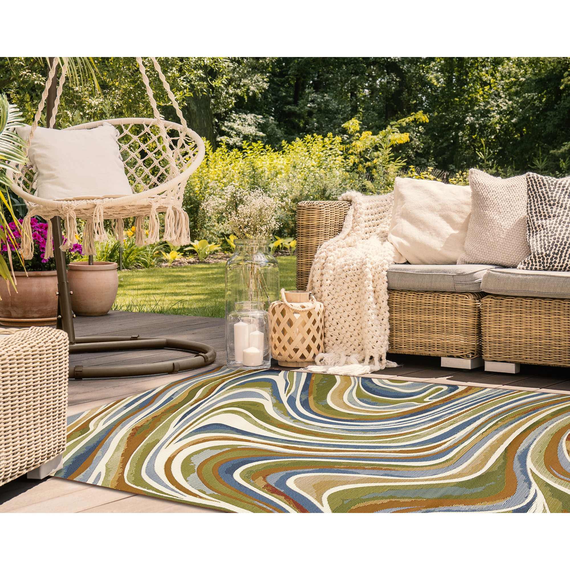 Liora Manne Marina 6 x 9 Indoor/Outdoor Abstract Area Rug at Lowes.com