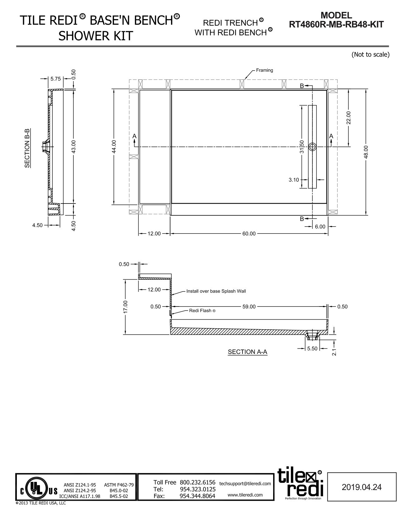Tile Redi RT4860R-MB-RB48-KIT Shower-Floors - View #7