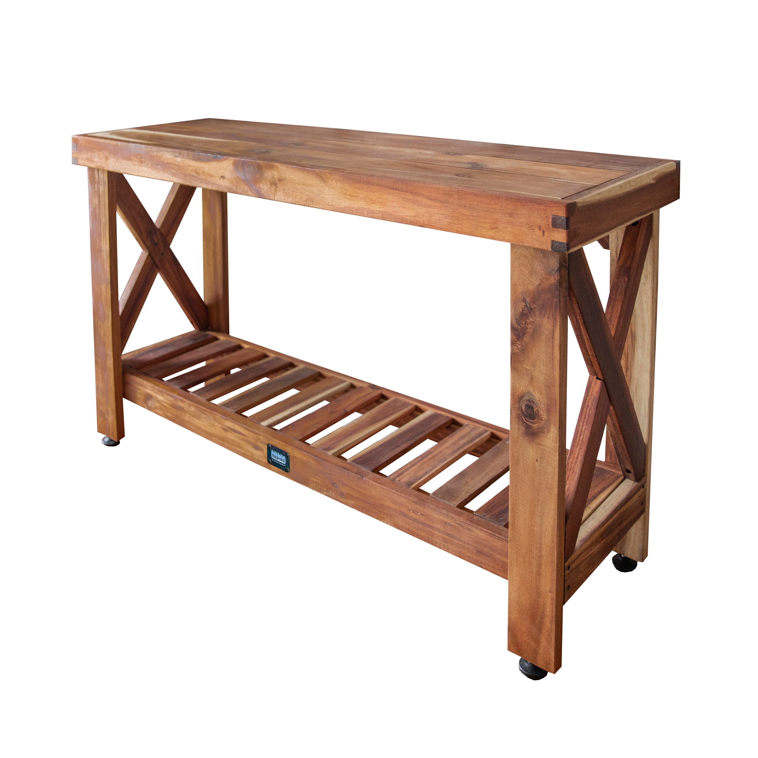Backyard Discovery 2204034COM Acacia Console Table Brown Acacia Outdoor Serving Cart