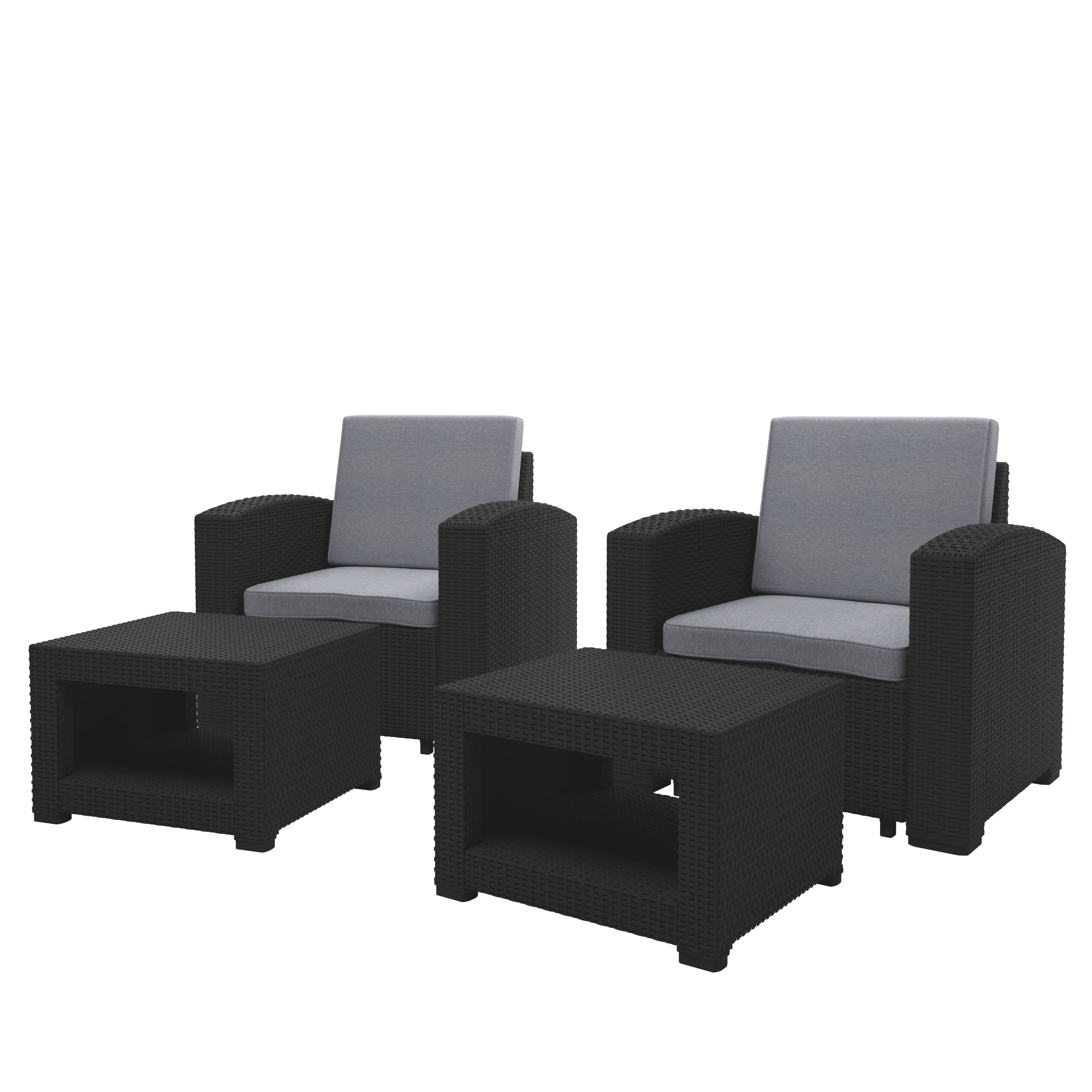 CorLiving PLF-112-C Adelaide 4-Piece Patio Conversation Set with Gray Cushions