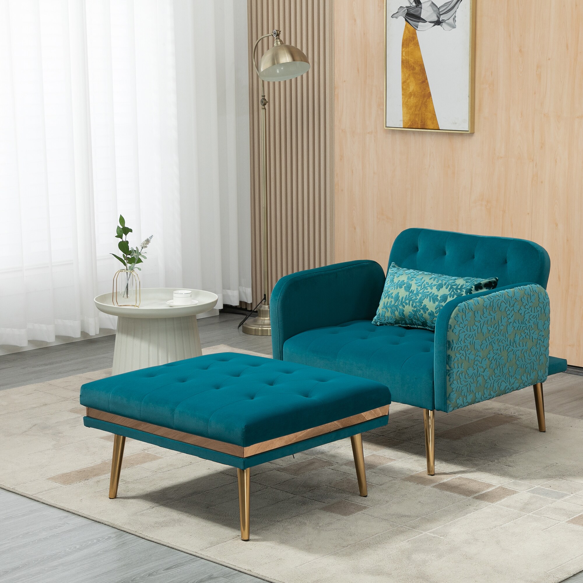 Clihome Chaise Lounge Chair Modern Blue Velvet Sofa in the Couches ...