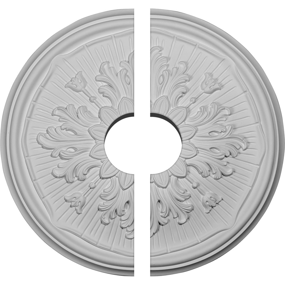 Ekena Millwork CM16LU2-03500 Luton 15.75-in W x 15.75-in L Architectural Polyurethane Split Ceiling Medallion