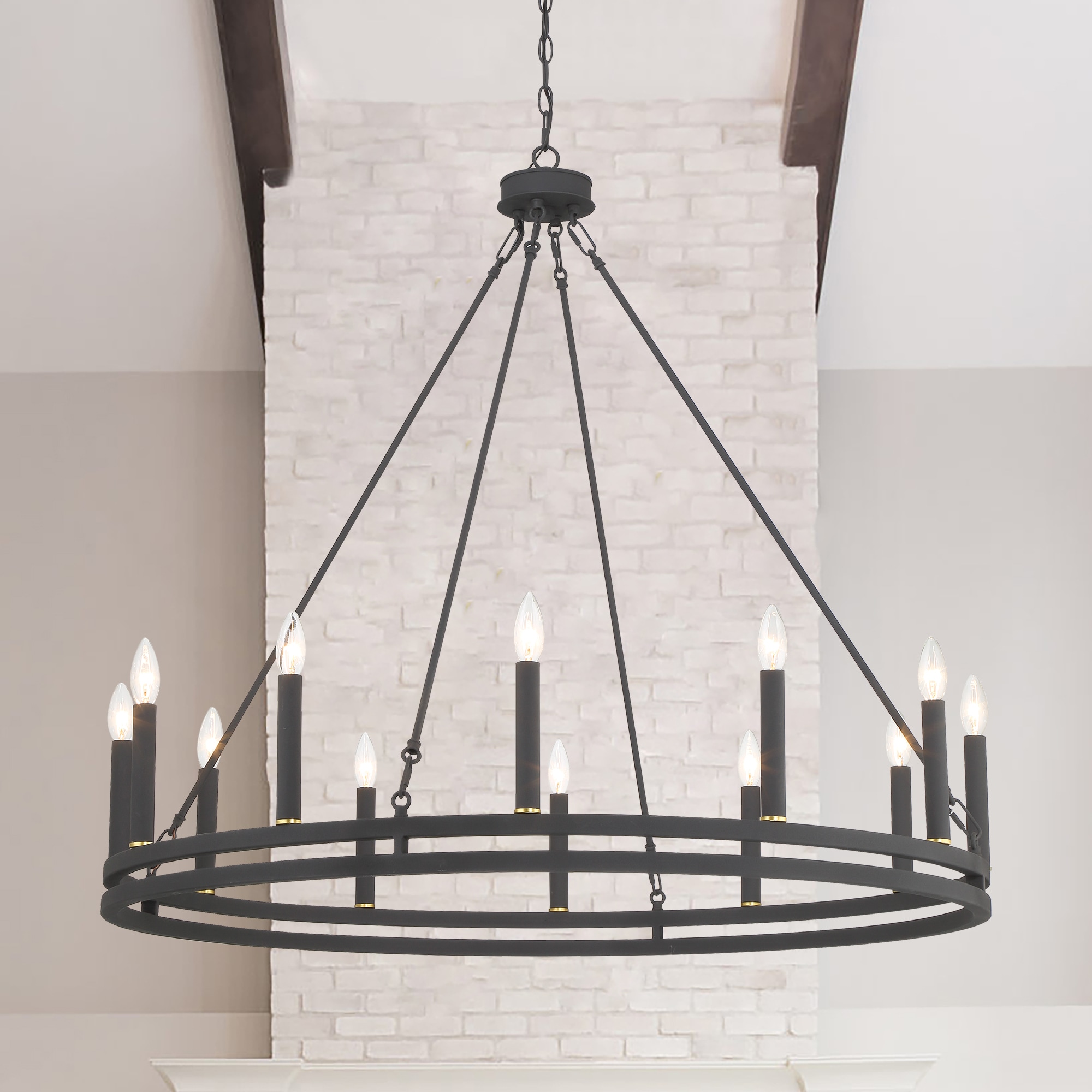 ACROMA 2080812BGAZ Denver 12 -Light Matte Black Farmhouse Bare bulb For Use in Bedrooms, Dining Rooms, Foyers, Kitchens, Living Rooms Chandelier