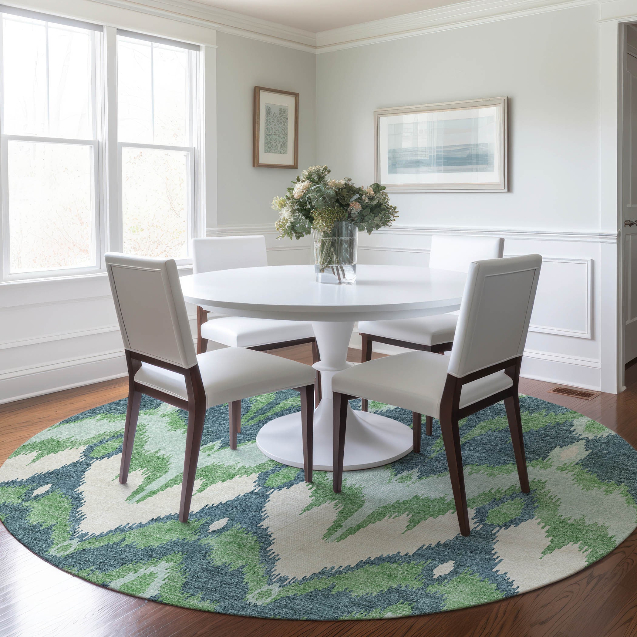 Addison Rugs ACN743GE8RO Chantille ACN743GE 8 x 8 (ft) Polyester Green Round Indoor/Outdoor Geometric Machine washable Area rug
